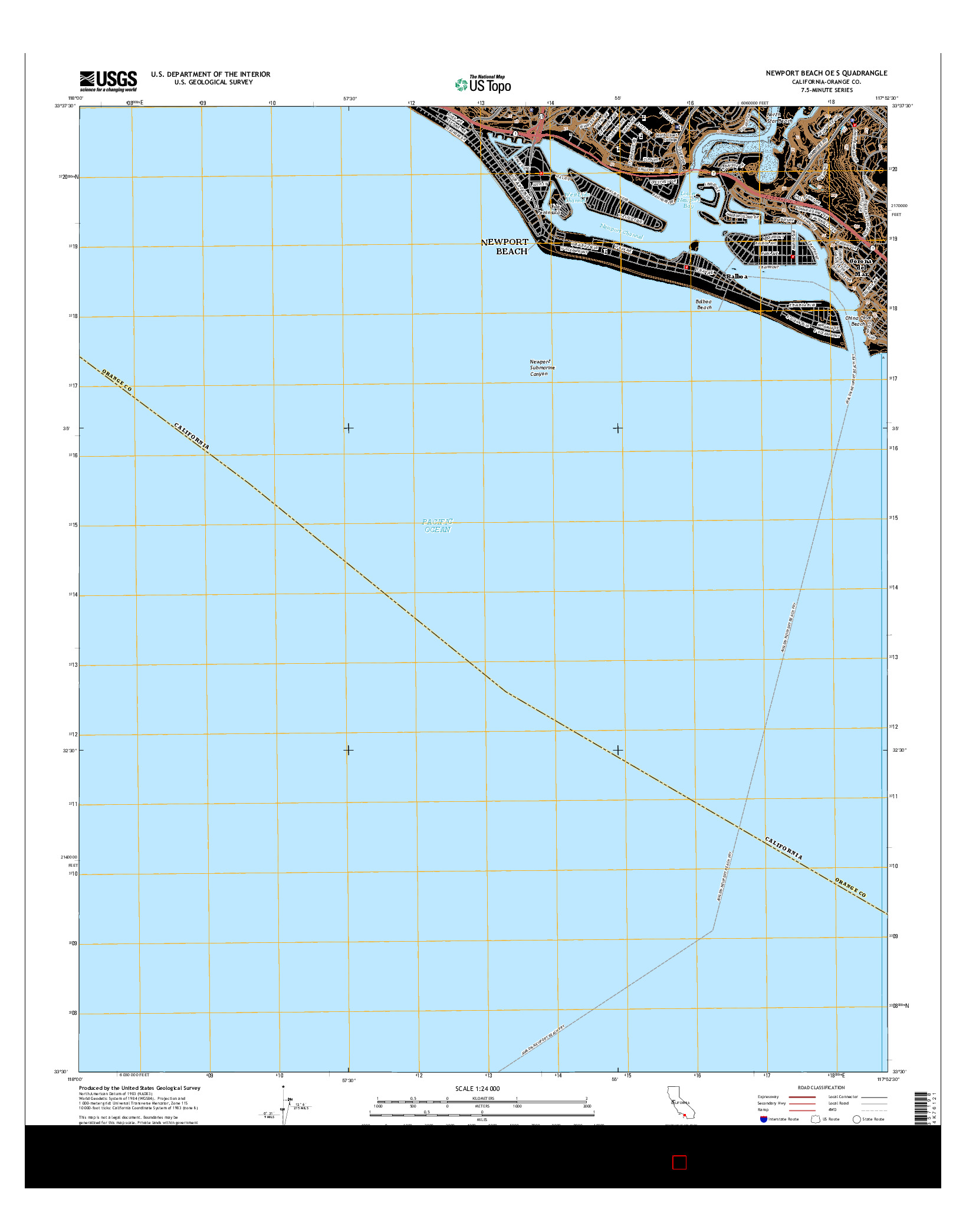 USGS US TOPO 7.5-MINUTE MAP FOR NEWPORT BEACH OE S, CA 2015