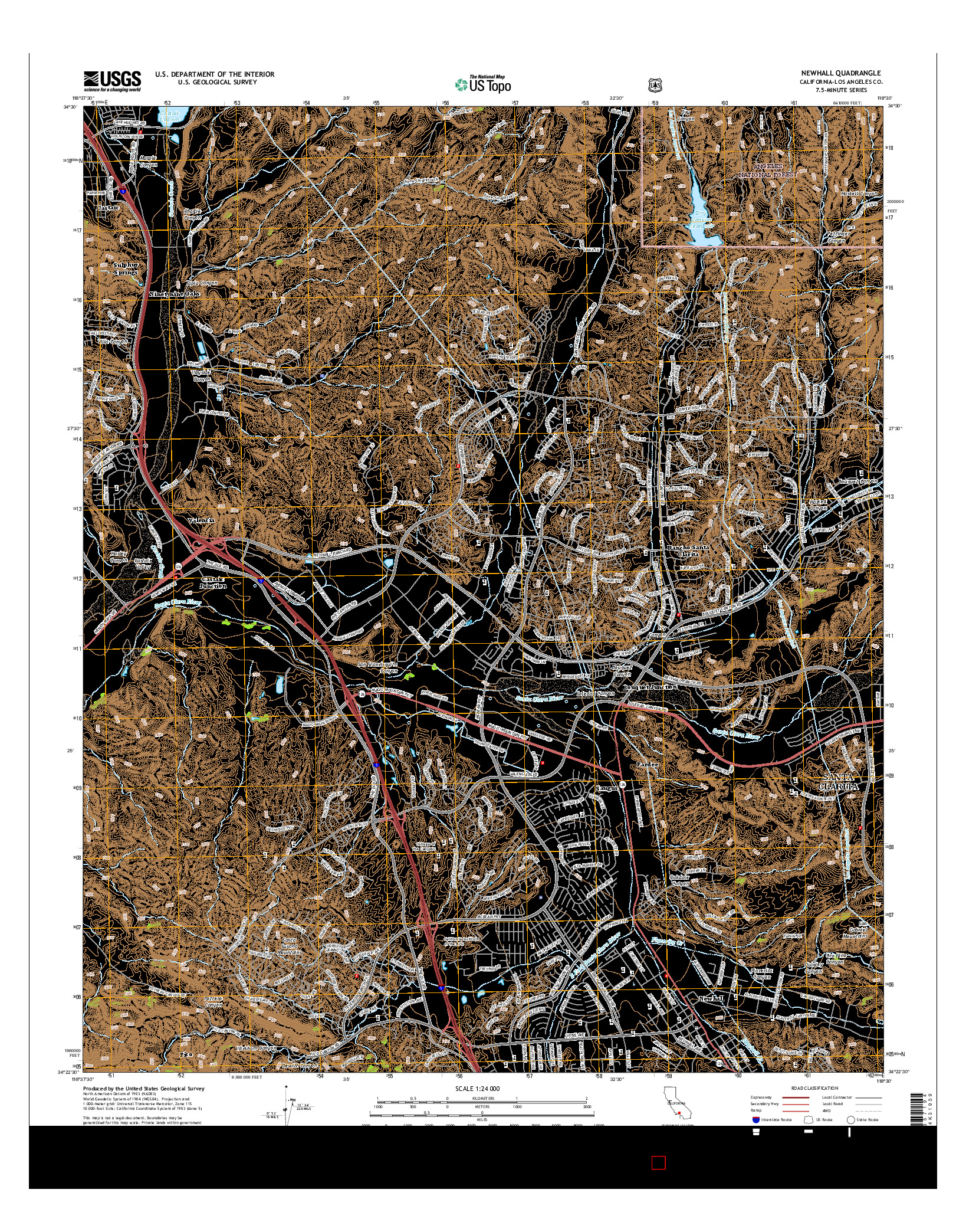 USGS US TOPO 7.5-MINUTE MAP FOR NEWHALL, CA 2015