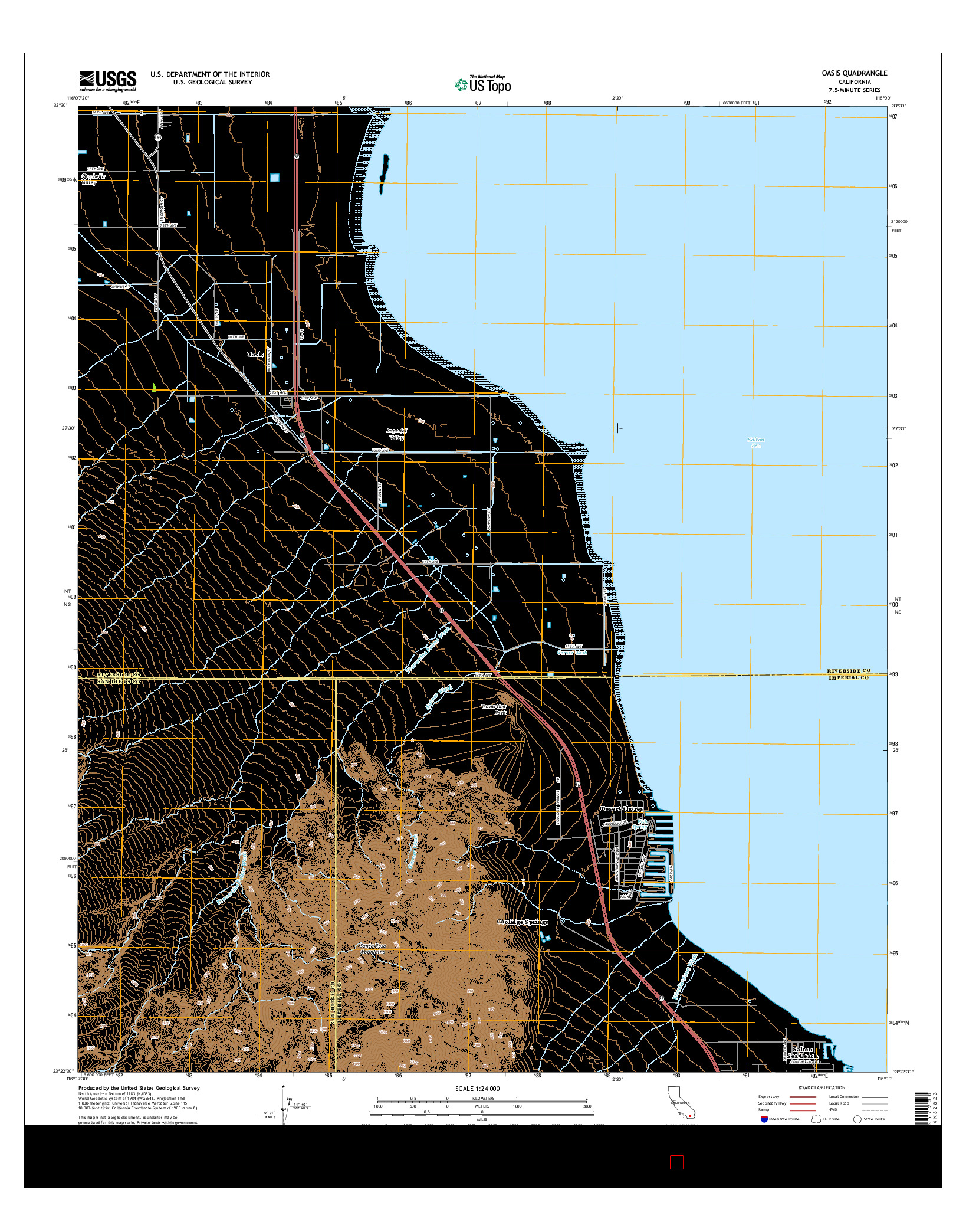 USGS US TOPO 7.5-MINUTE MAP FOR OASIS, CA 2015