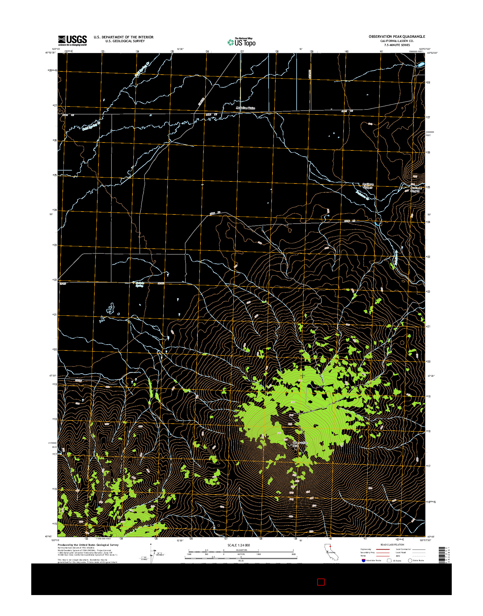 USGS US TOPO 7.5-MINUTE MAP FOR OBSERVATION PEAK, CA 2015