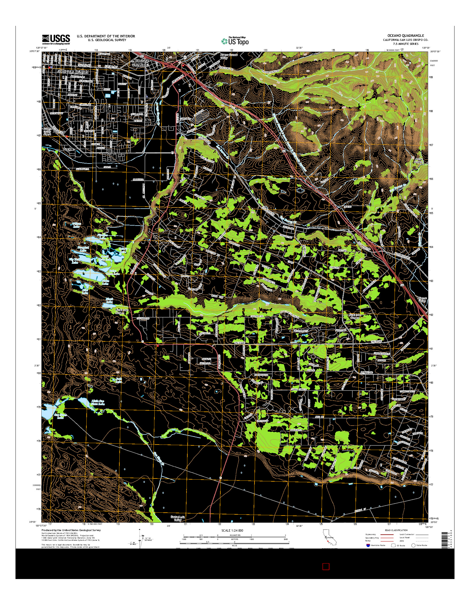 USGS US TOPO 7.5-MINUTE MAP FOR OCEANO, CA 2015