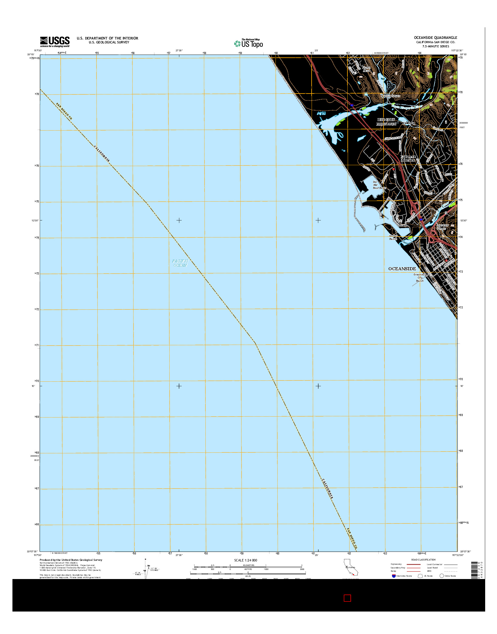 USGS US TOPO 7.5-MINUTE MAP FOR OCEANSIDE, CA 2015