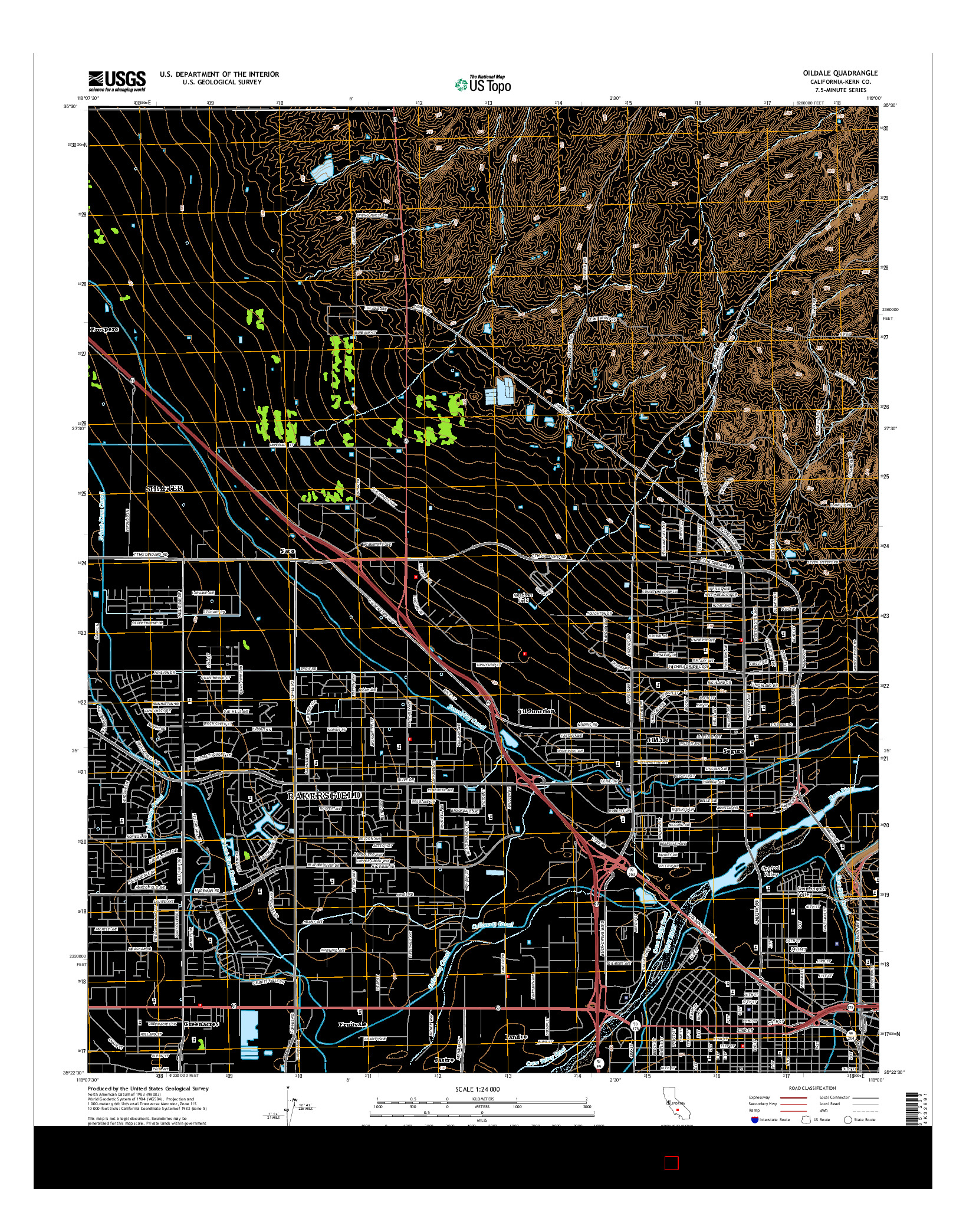 USGS US TOPO 7.5-MINUTE MAP FOR OILDALE, CA 2015