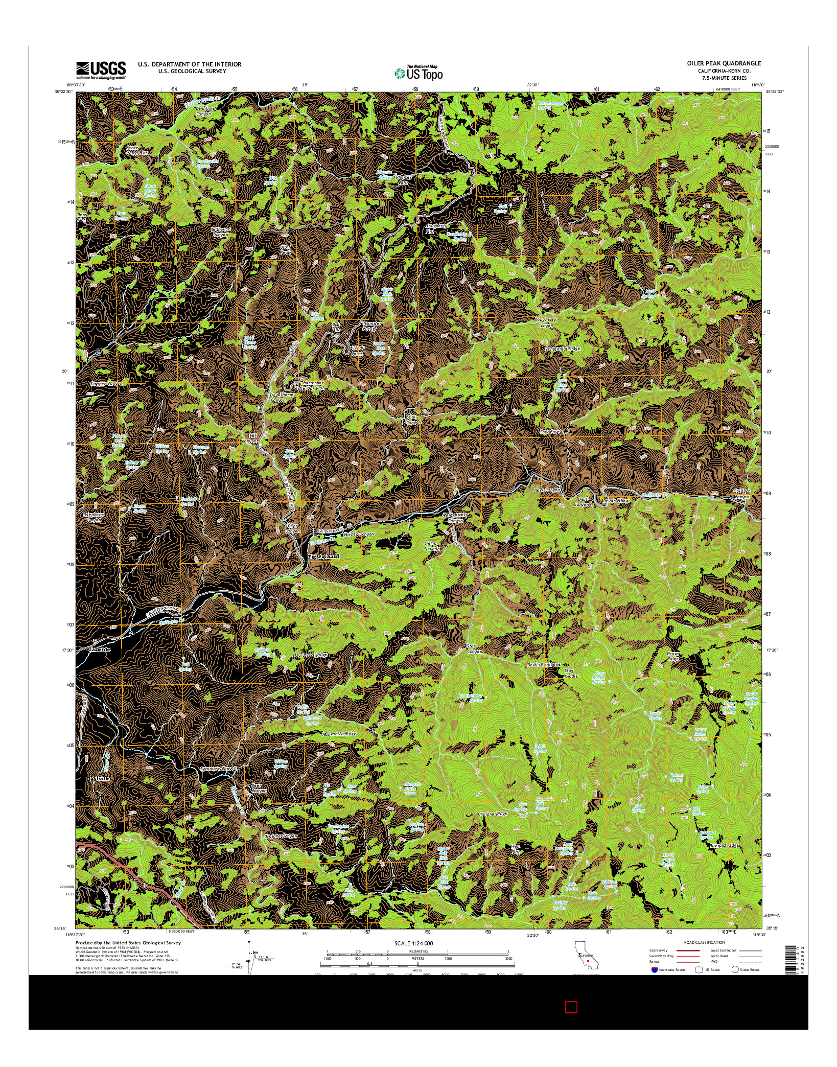 USGS US TOPO 7.5-MINUTE MAP FOR OILER PEAK, CA 2015
