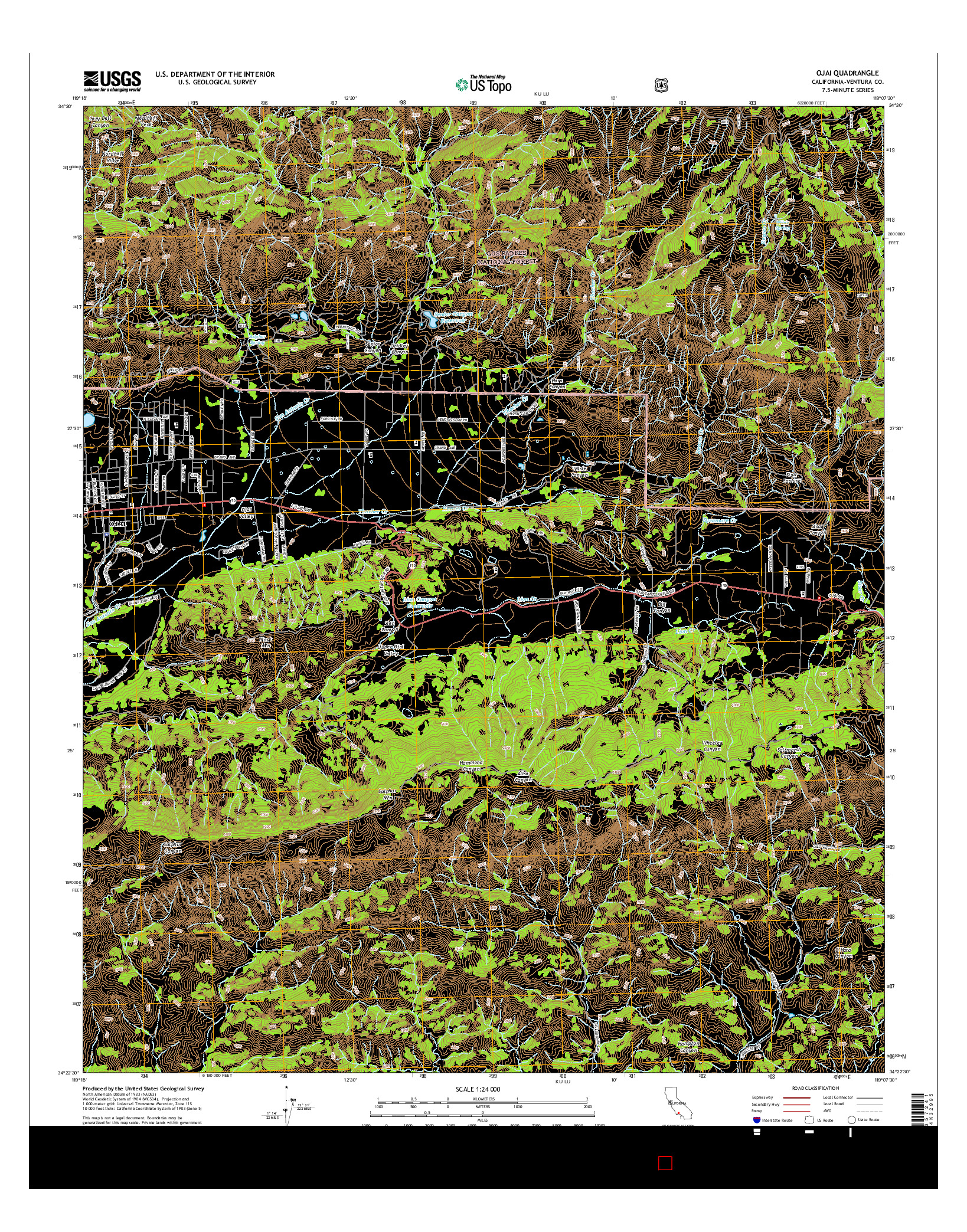 USGS US TOPO 7.5-MINUTE MAP FOR OJAI, CA 2015