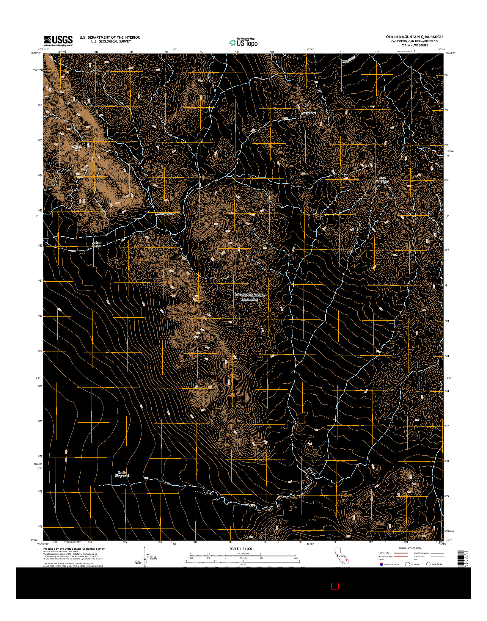 USGS US TOPO 7.5-MINUTE MAP FOR OLD DAD MOUNTAIN, CA 2015