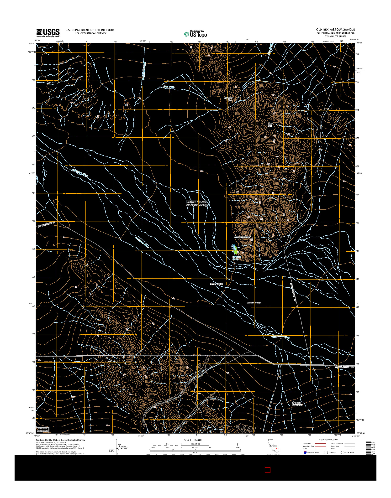 USGS US TOPO 7.5-MINUTE MAP FOR OLD IBEX PASS, CA 2015