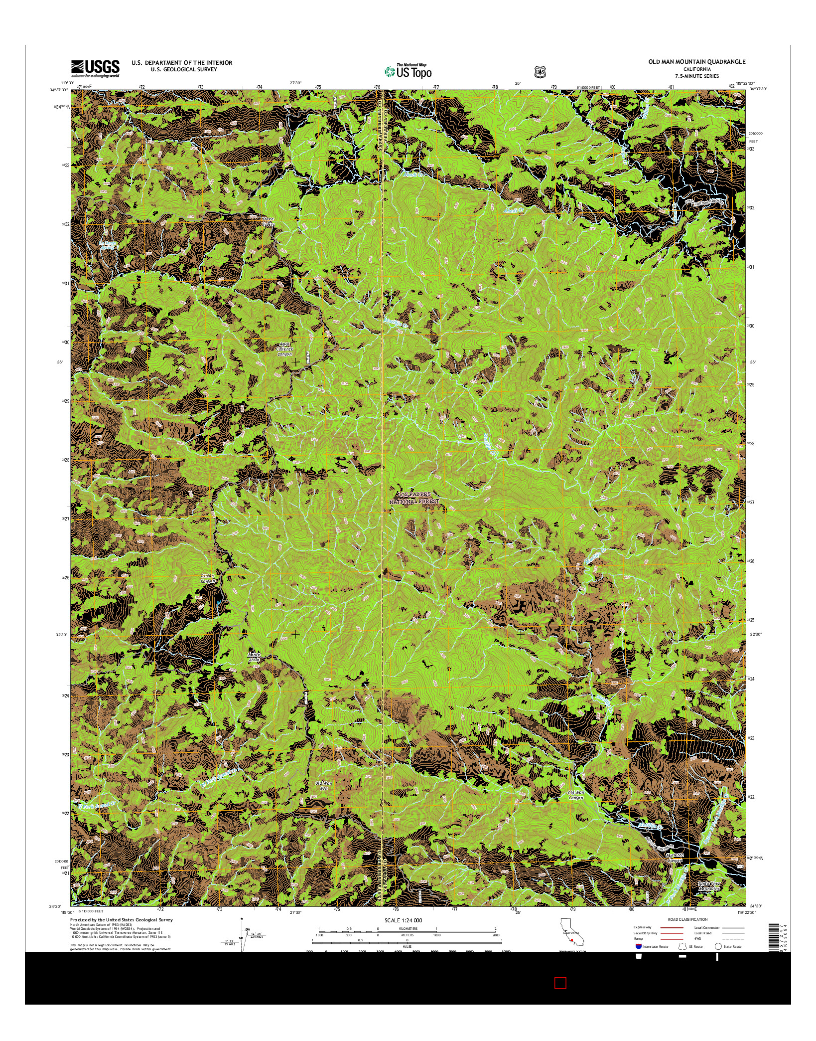 USGS US TOPO 7.5-MINUTE MAP FOR OLD MAN MOUNTAIN, CA 2015