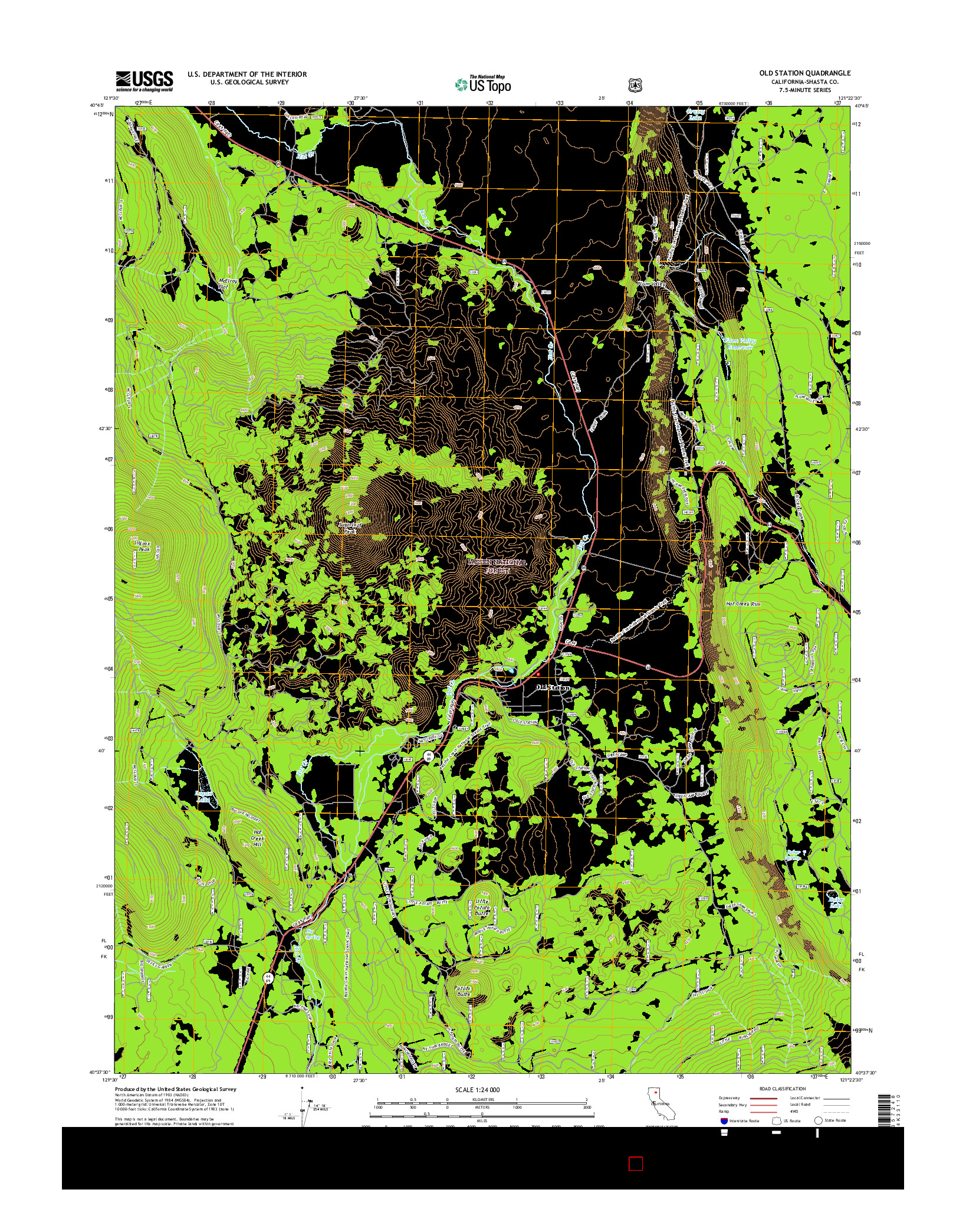 USGS US TOPO 7.5-MINUTE MAP FOR OLD STATION, CA 2015