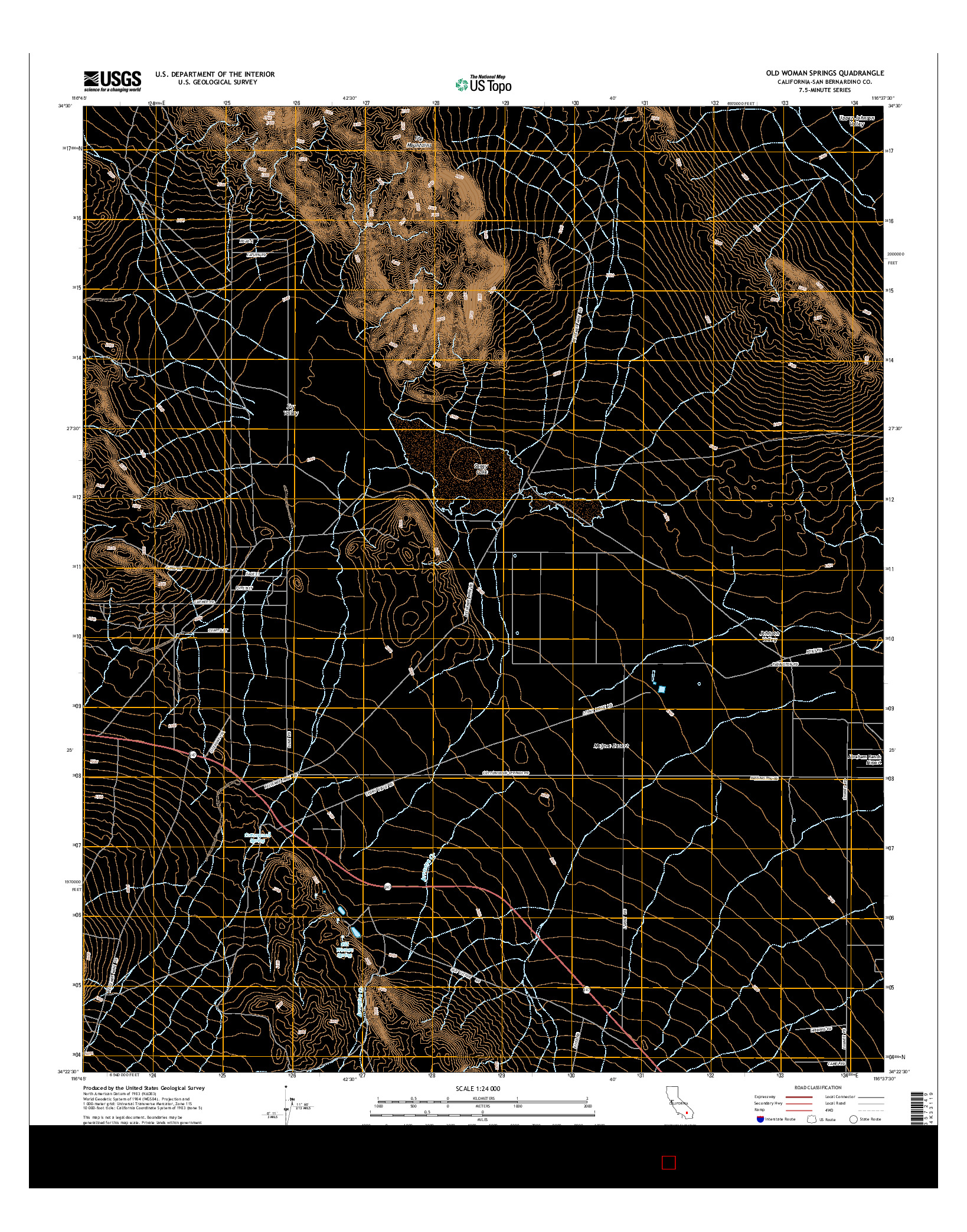 USGS US TOPO 7.5-MINUTE MAP FOR OLD WOMAN SPRINGS, CA 2015