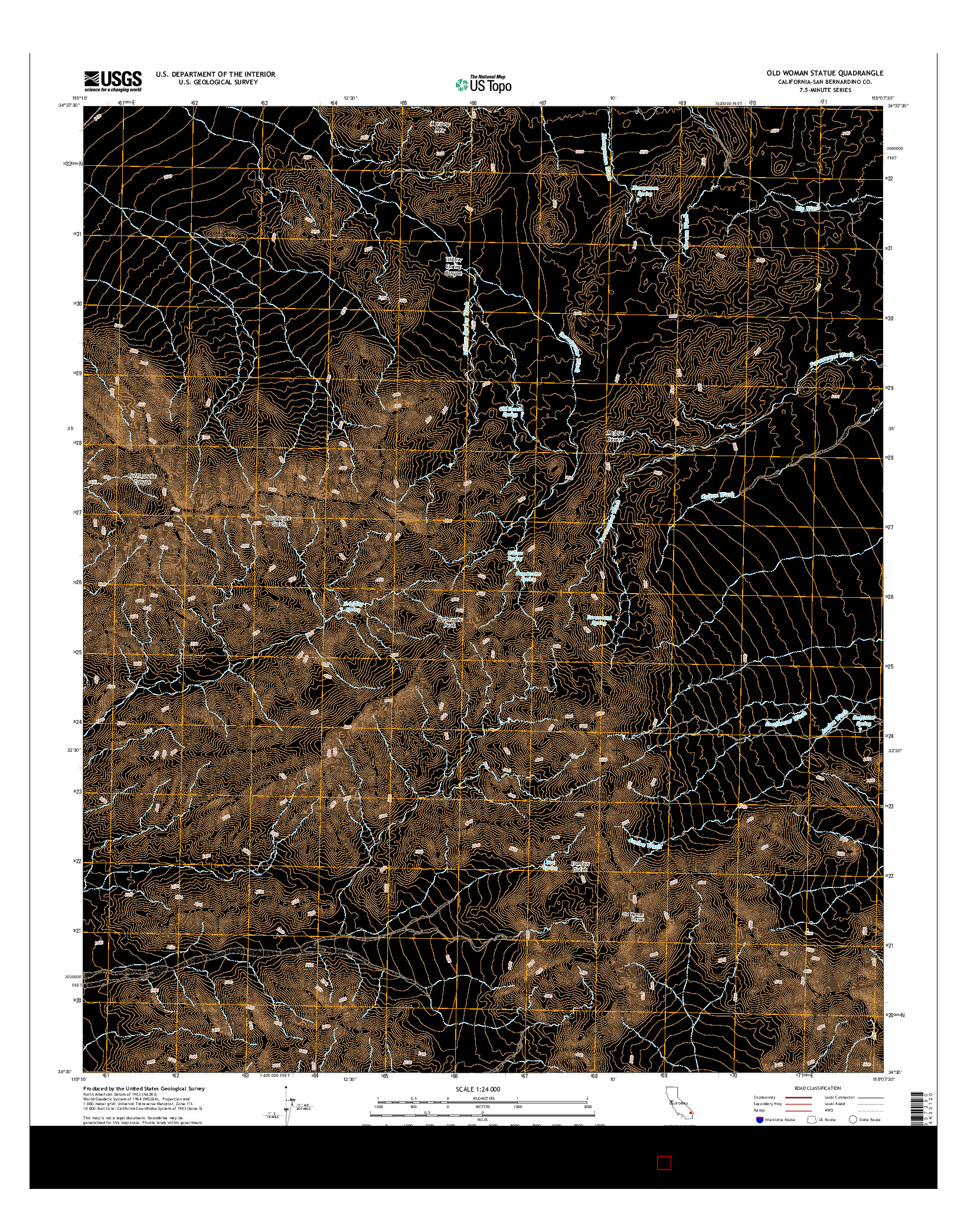 USGS US TOPO 7.5-MINUTE MAP FOR OLD WOMAN STATUE, CA 2015