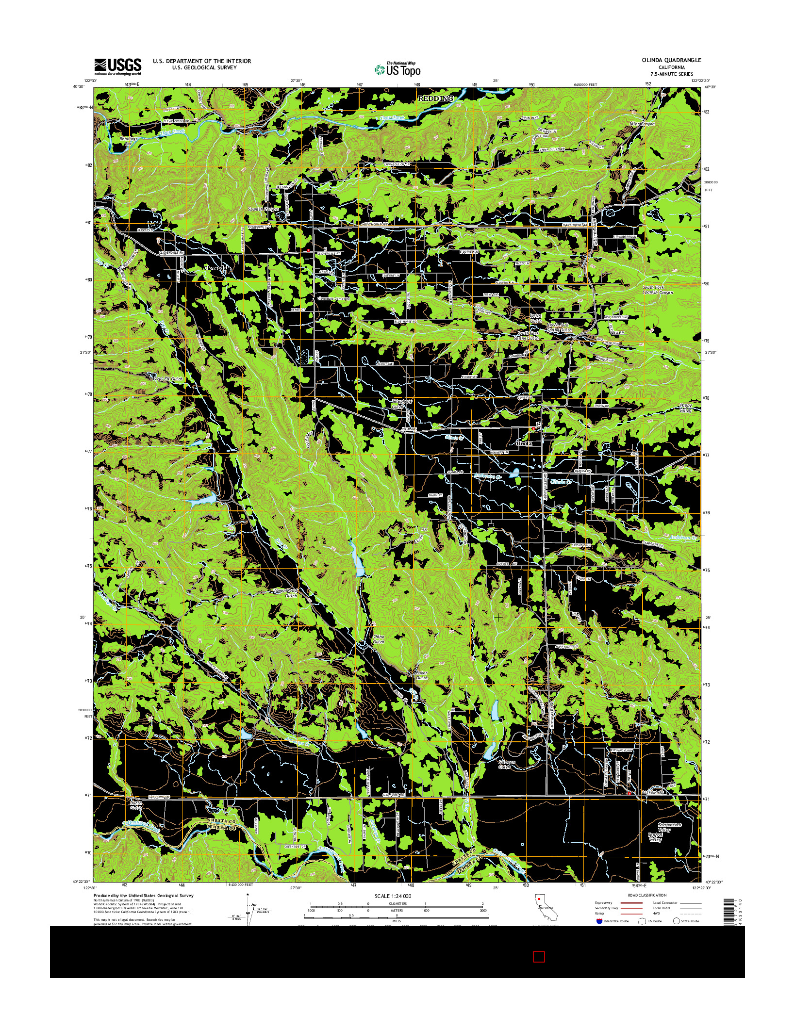 USGS US TOPO 7.5-MINUTE MAP FOR OLINDA, CA 2015