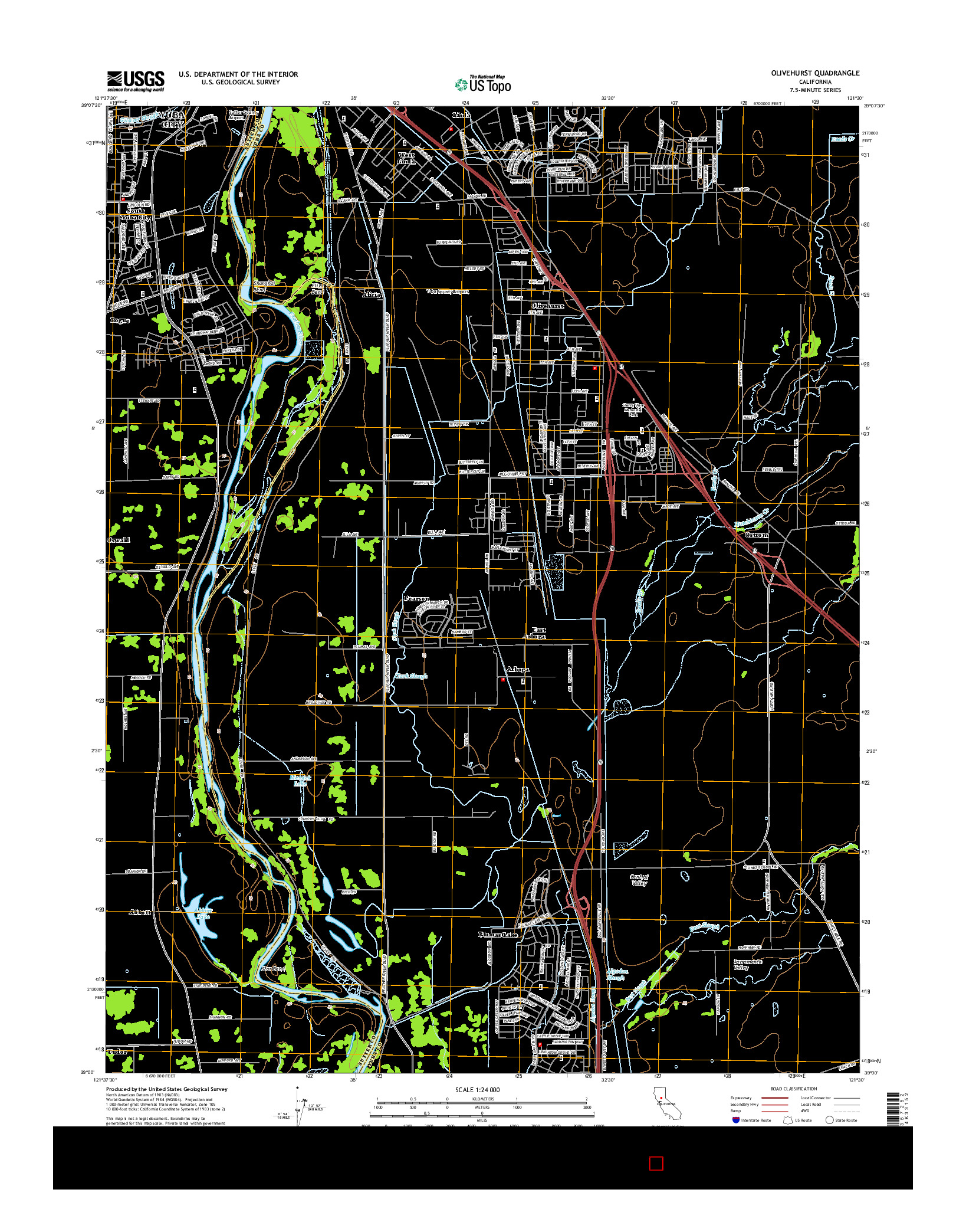 USGS US TOPO 7.5-MINUTE MAP FOR OLIVEHURST, CA 2015