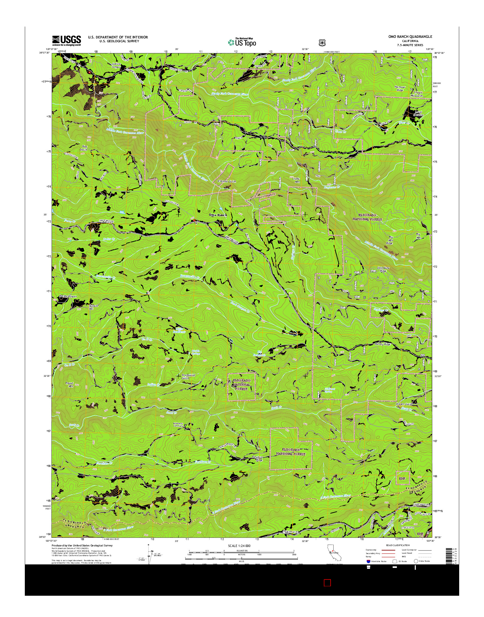 USGS US TOPO 7.5-MINUTE MAP FOR OMO RANCH, CA 2015