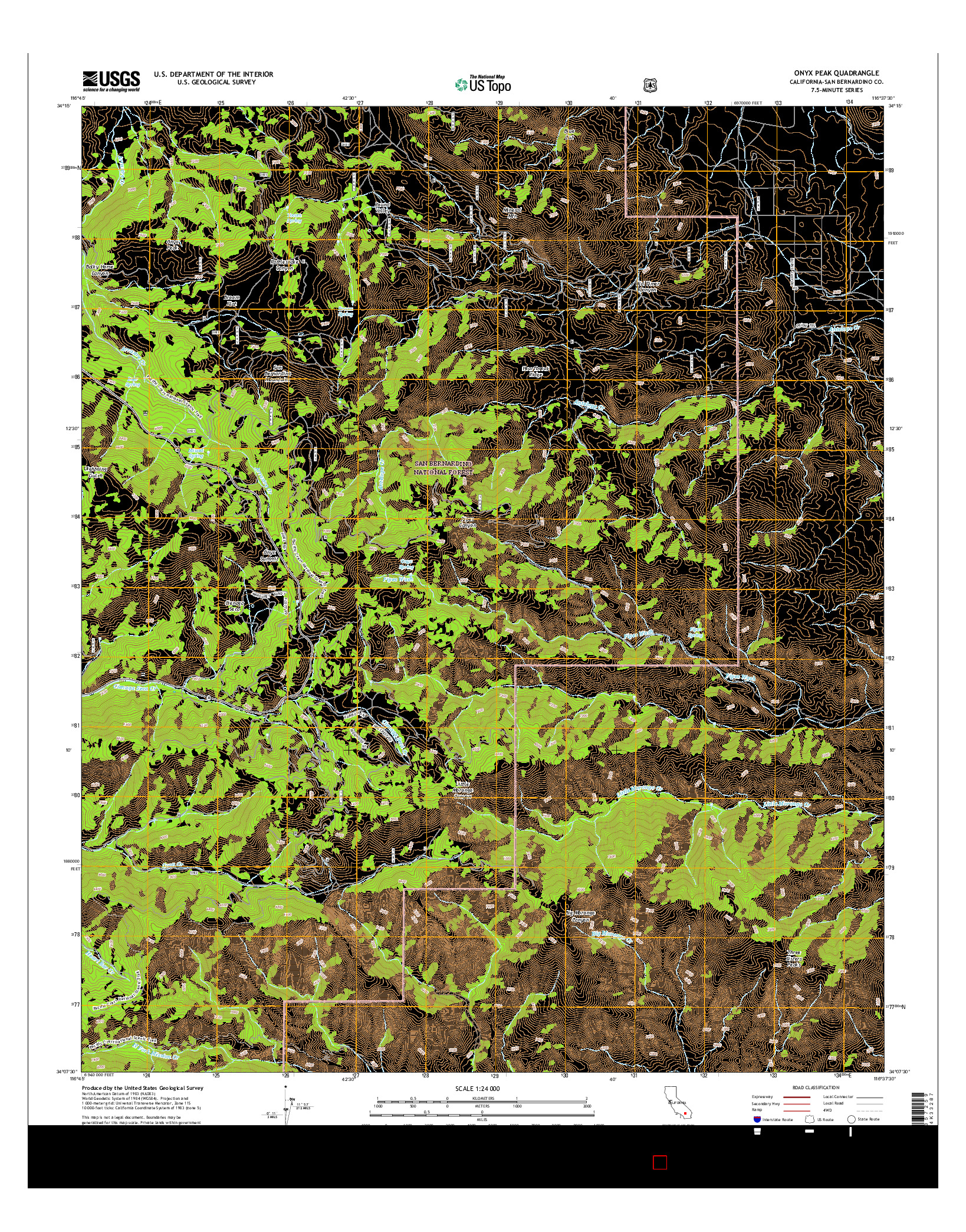 USGS US TOPO 7.5-MINUTE MAP FOR ONYX PEAK, CA 2015