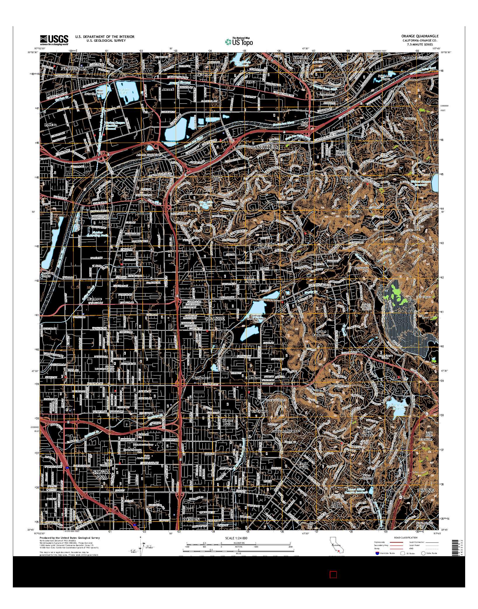 USGS US TOPO 7.5-MINUTE MAP FOR ORANGE, CA 2015