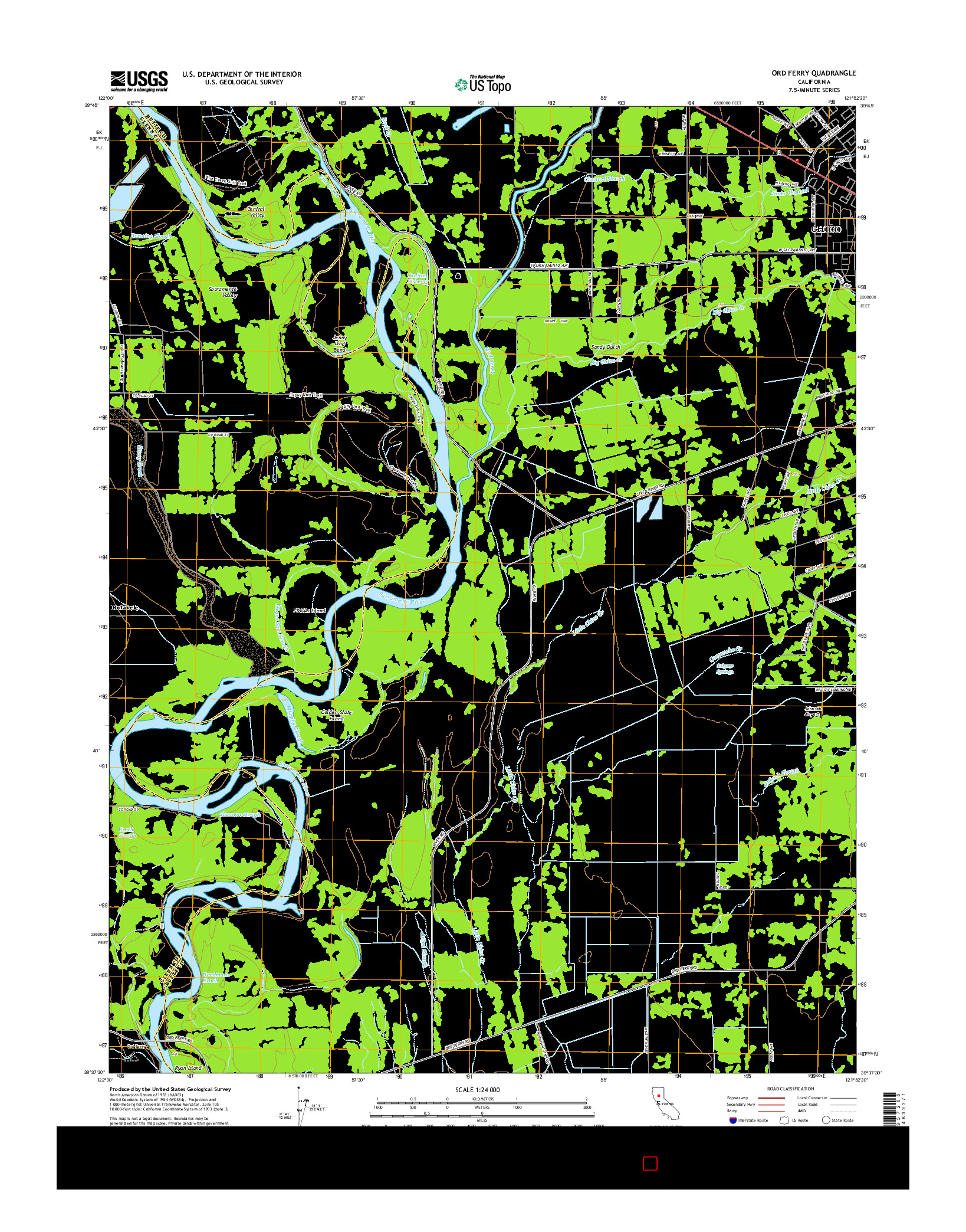 USGS US TOPO 7.5-MINUTE MAP FOR ORD FERRY, CA 2015