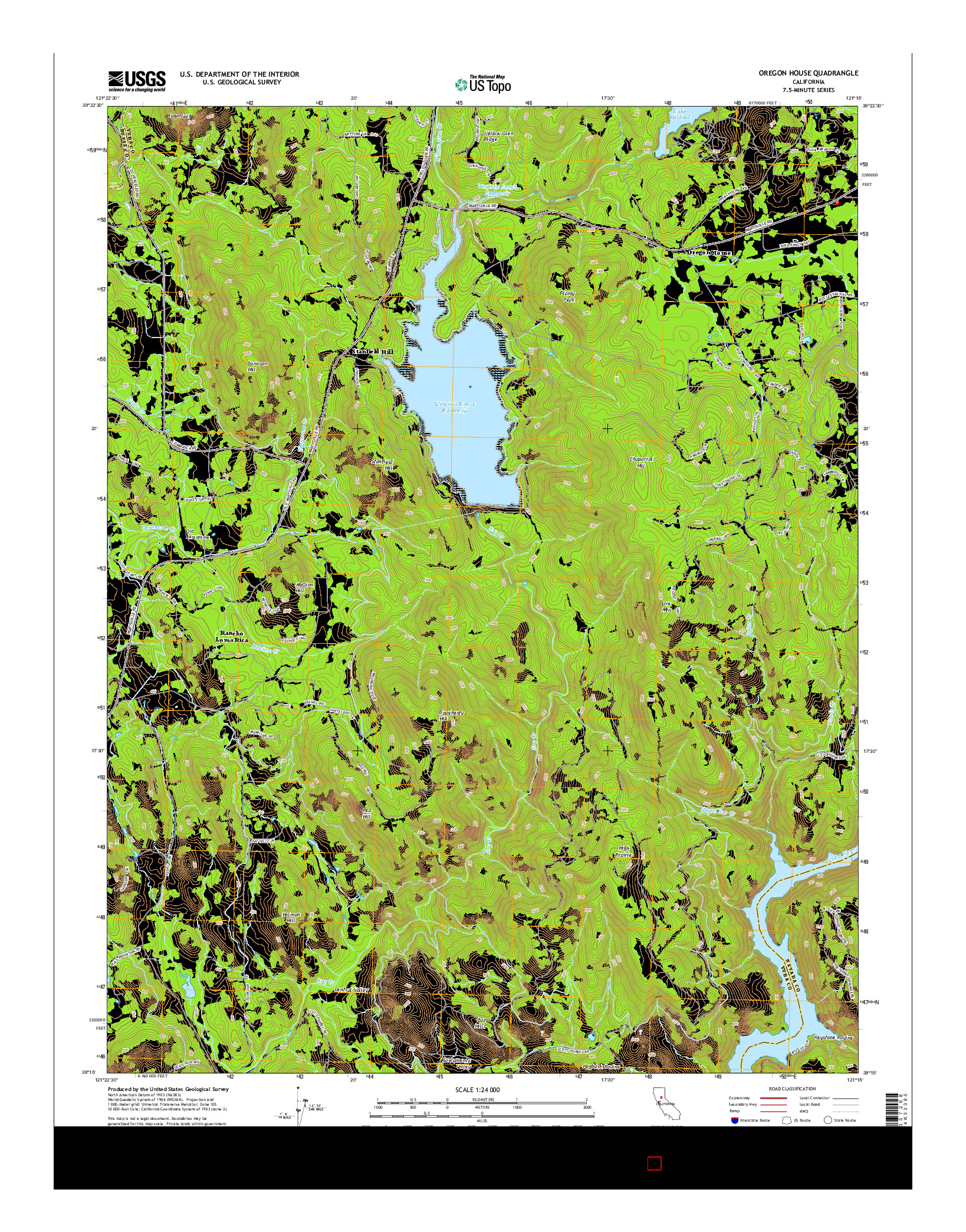 USGS US TOPO 7.5-MINUTE MAP FOR OREGON HOUSE, CA 2015