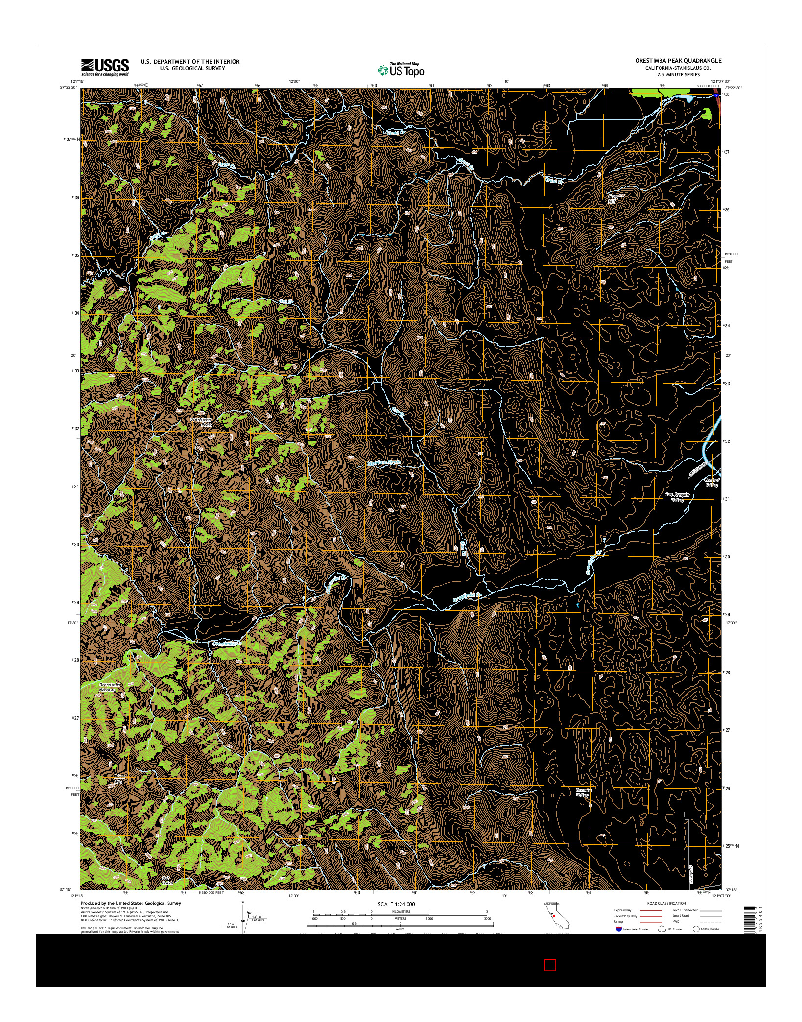 USGS US TOPO 7.5-MINUTE MAP FOR ORESTIMBA PEAK, CA 2015