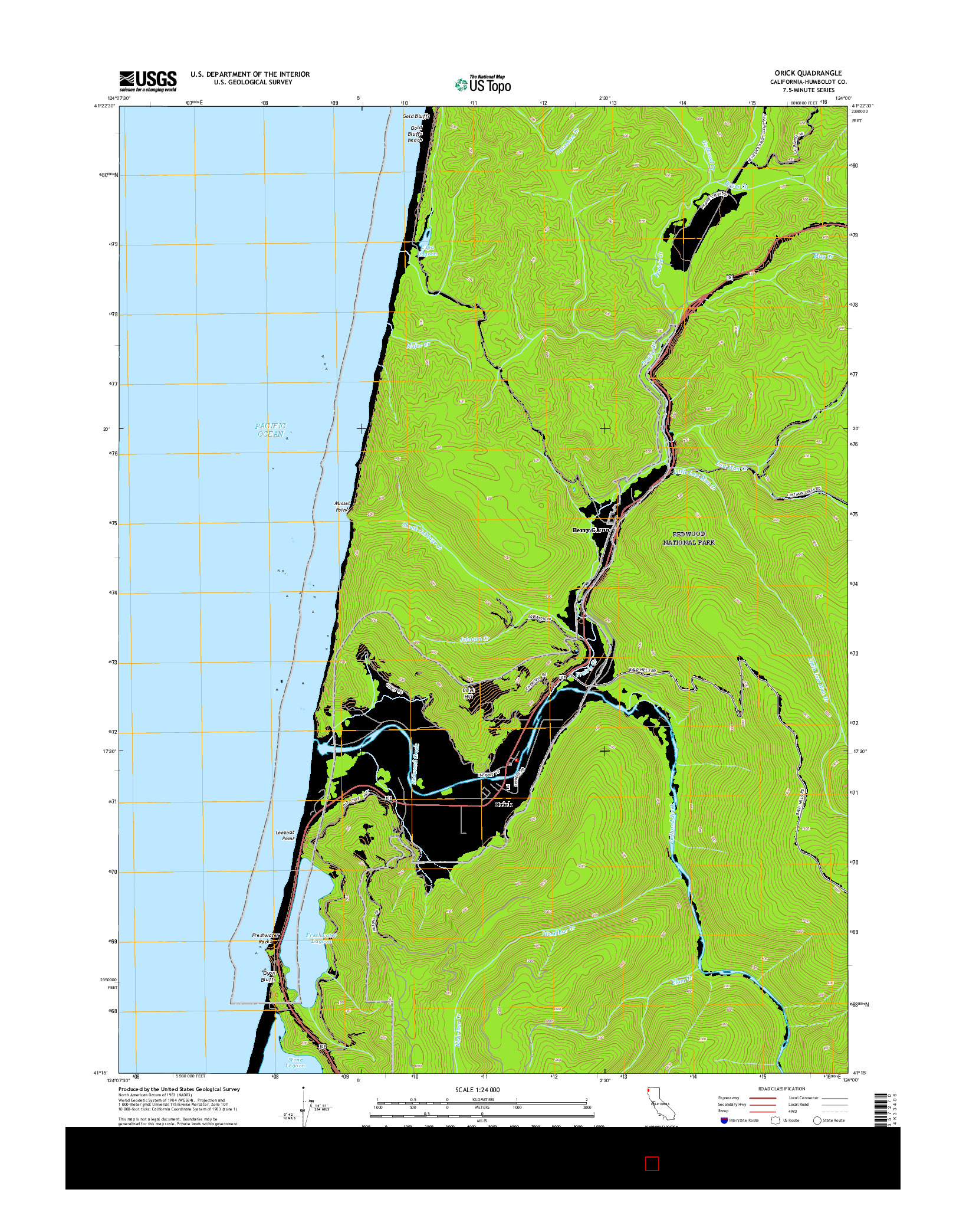 USGS US TOPO 7.5-MINUTE MAP FOR ORICK, CA 2015