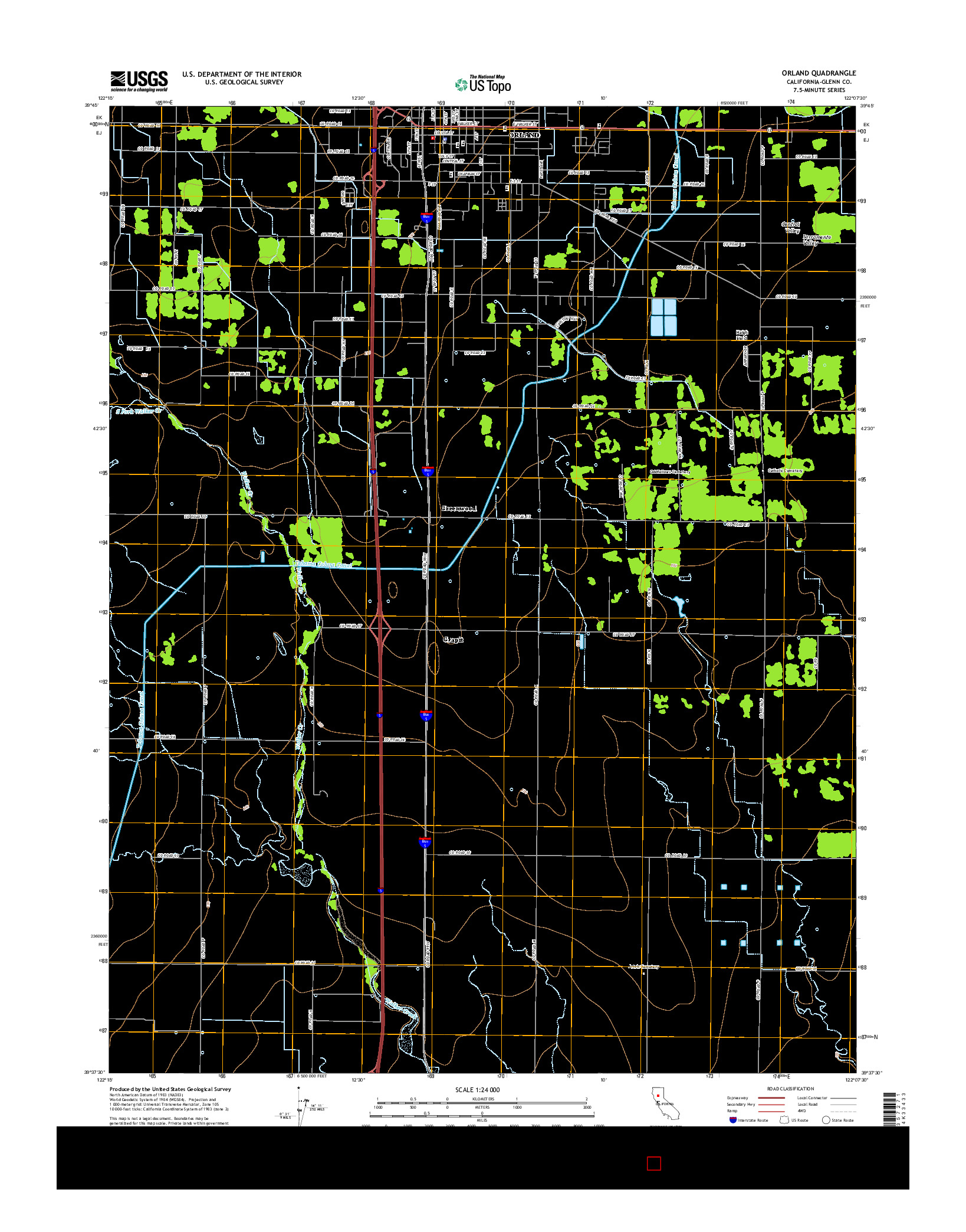 USGS US TOPO 7.5-MINUTE MAP FOR ORLAND, CA 2015