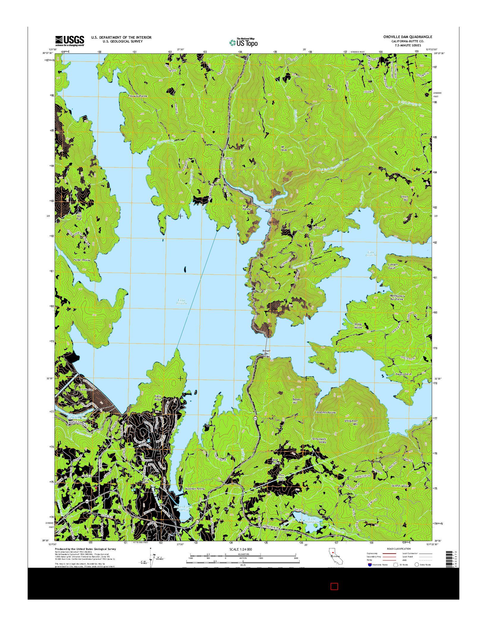 USGS US TOPO 7.5-MINUTE MAP FOR OROVILLE DAM, CA 2015