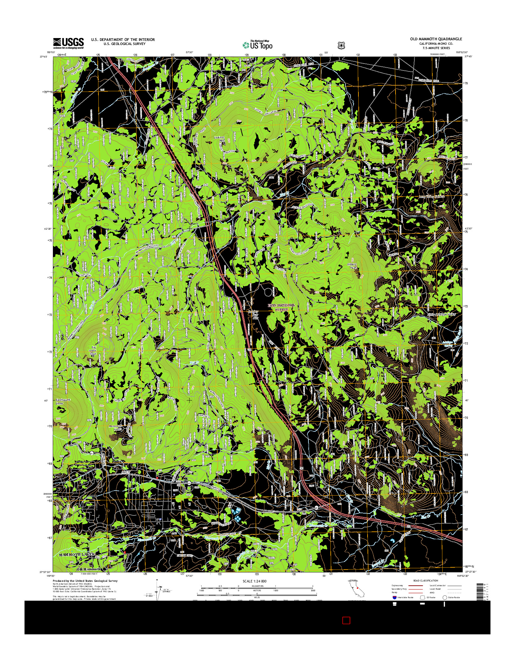 USGS US TOPO 7.5-MINUTE MAP FOR OLD MAMMOTH, CA 2015