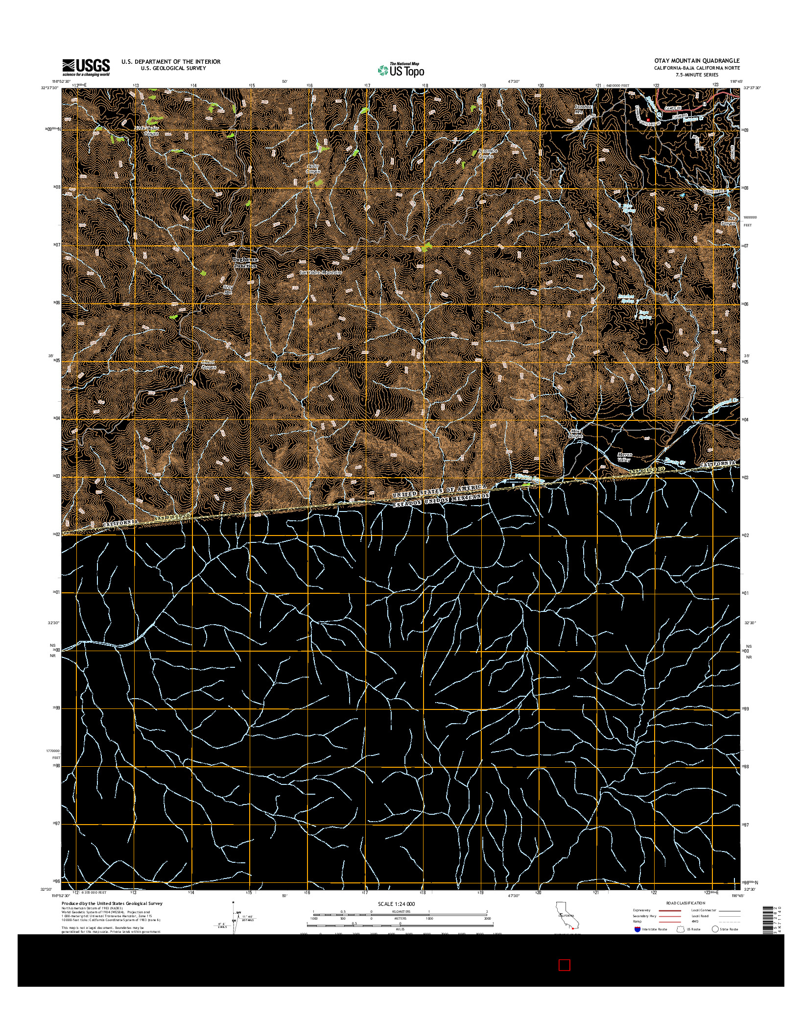 USGS US TOPO 7.5-MINUTE MAP FOR OTAY MOUNTAIN, CA-BCN 2015