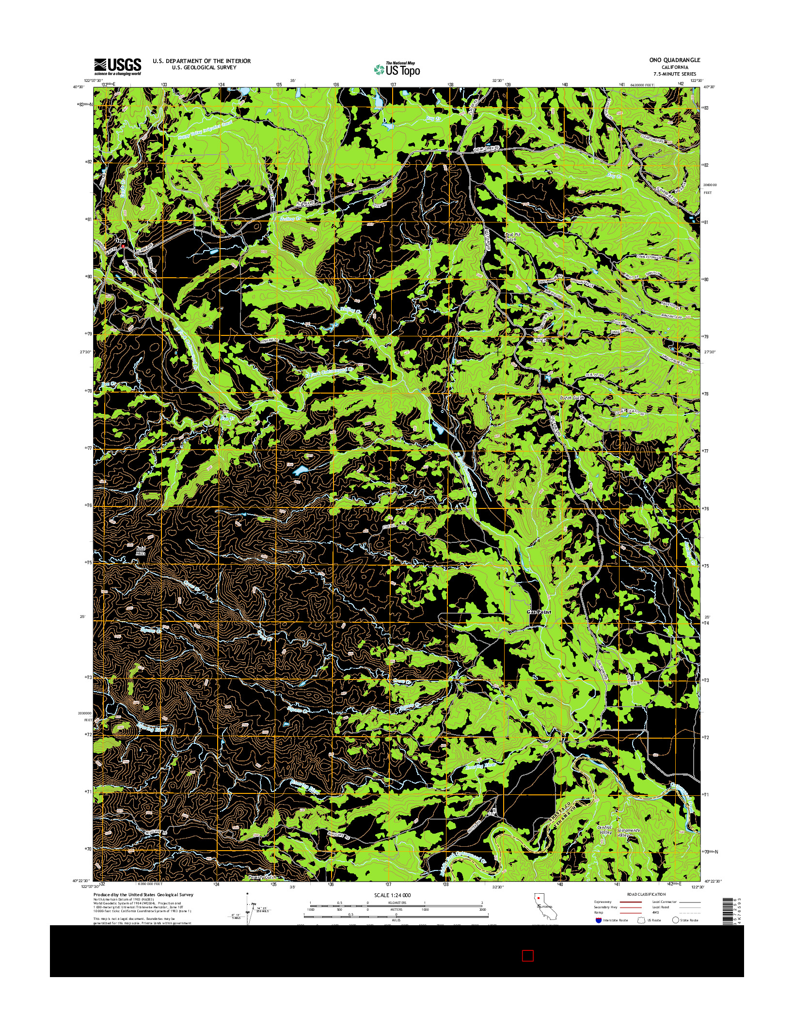 USGS US TOPO 7.5-MINUTE MAP FOR ONO, CA 2015