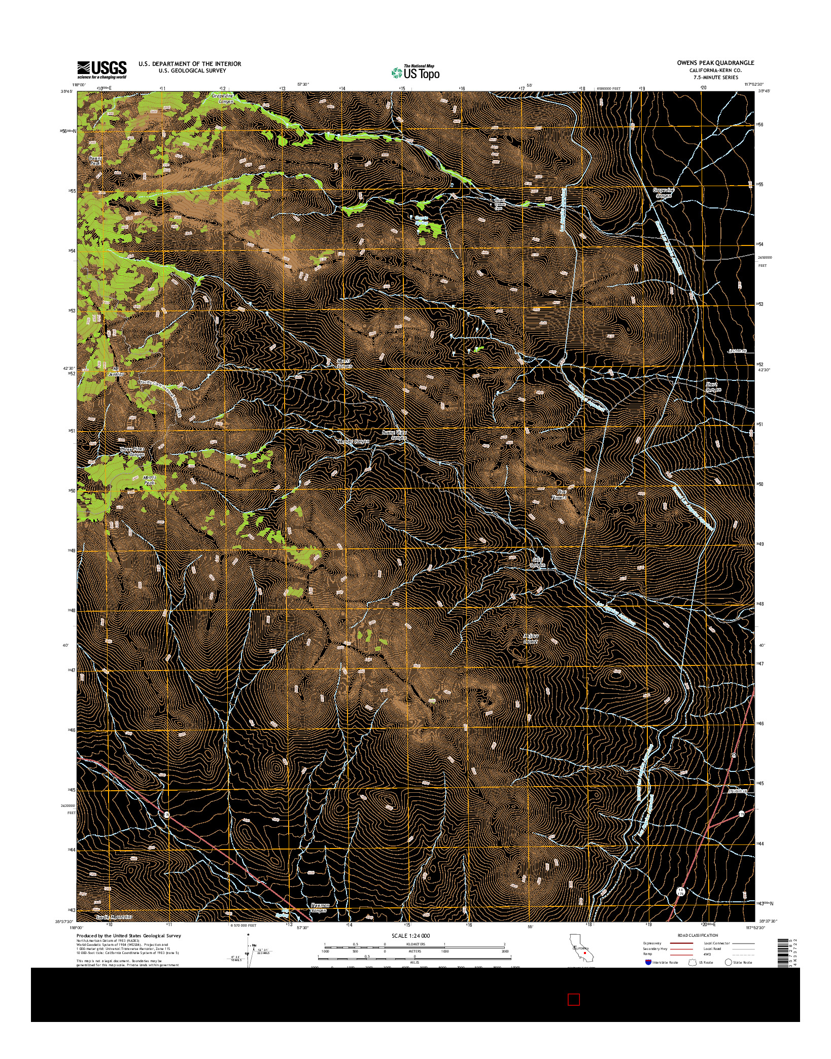 USGS US TOPO 7.5-MINUTE MAP FOR OWENS PEAK, CA 2015