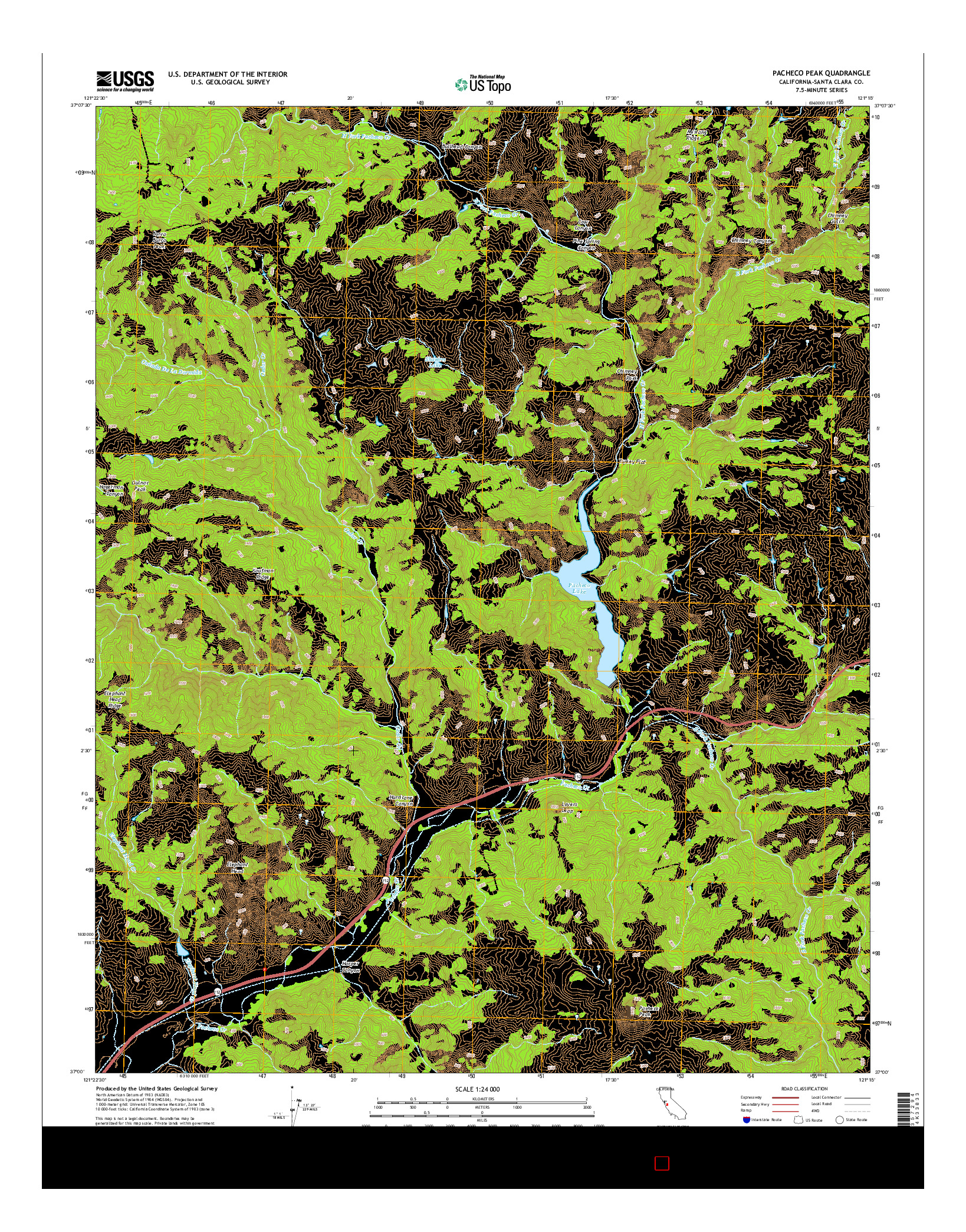 USGS US TOPO 7.5-MINUTE MAP FOR PACHECO PEAK, CA 2015