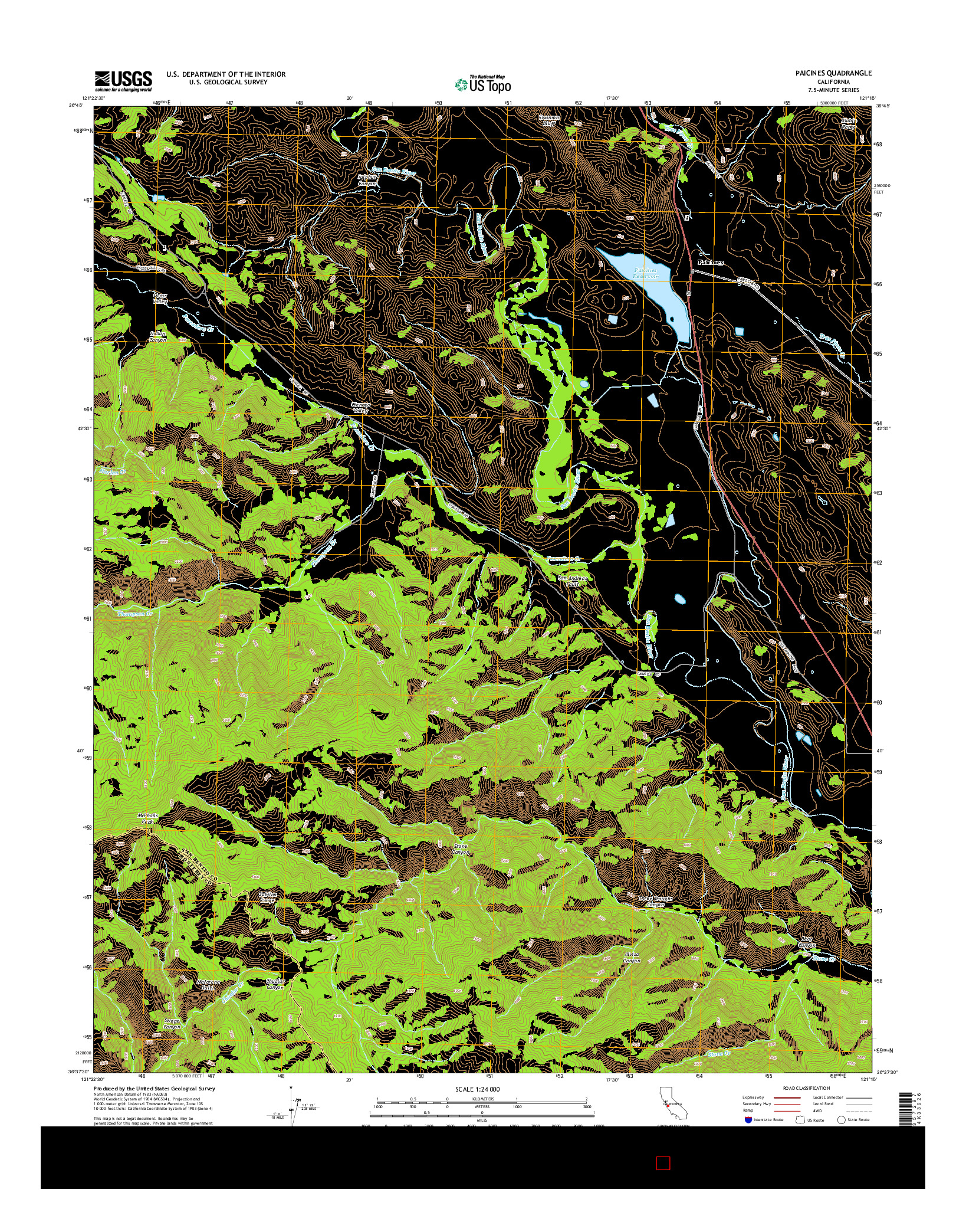 USGS US TOPO 7.5-MINUTE MAP FOR PAICINES, CA 2015