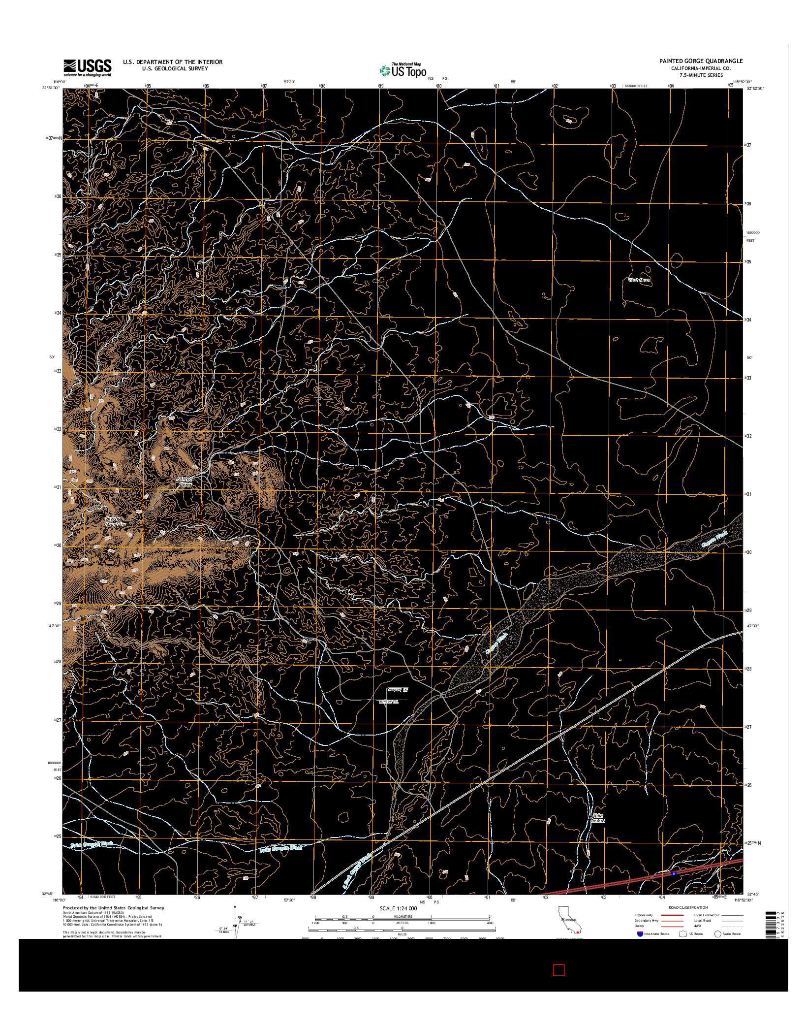 USGS US TOPO 7.5-MINUTE MAP FOR PAINTED GORGE, CA 2015