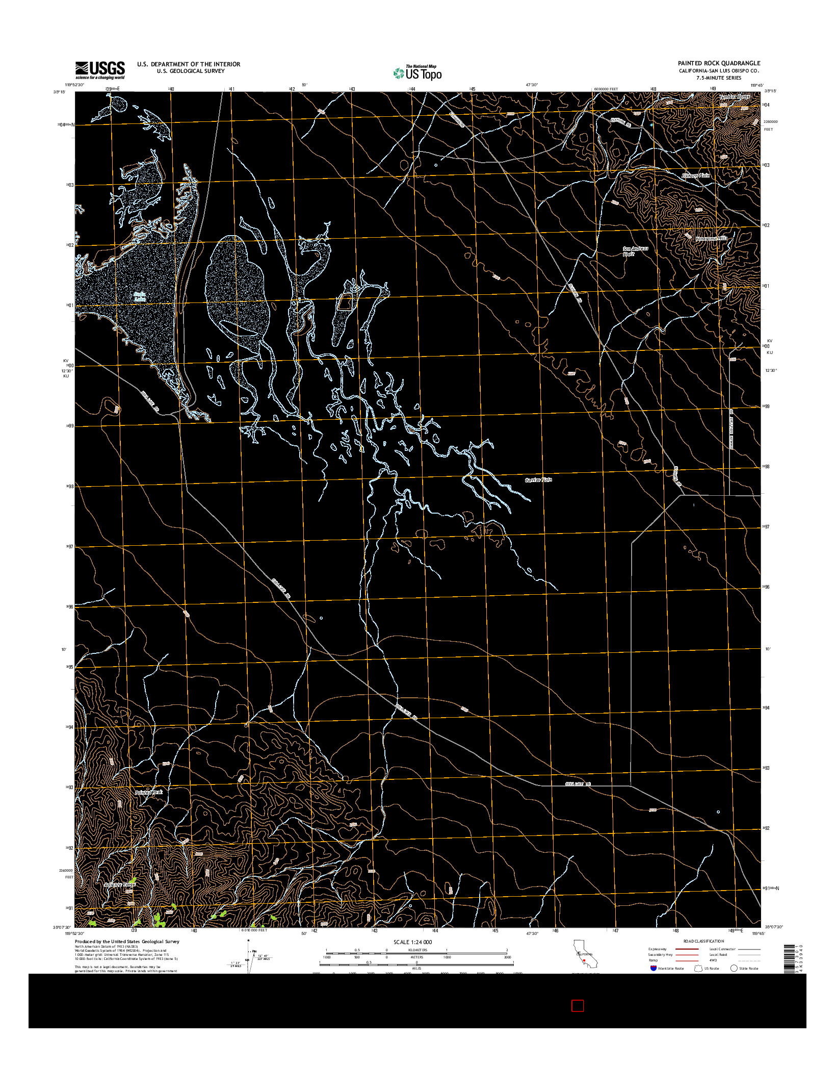 USGS US TOPO 7.5-MINUTE MAP FOR PAINTED ROCK, CA 2015