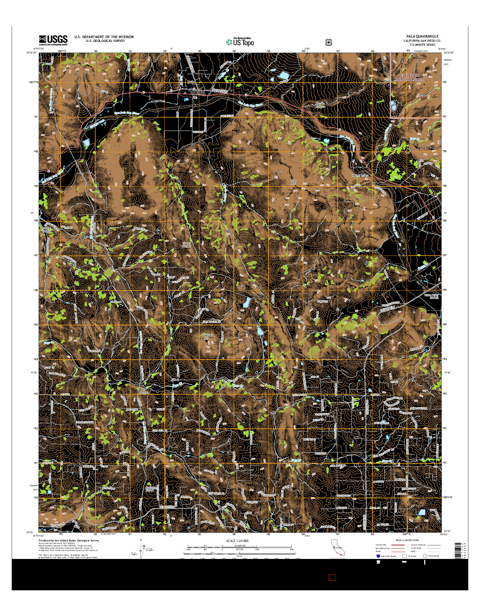 USGS US TOPO 7.5-MINUTE MAP FOR PALA, CA 2015