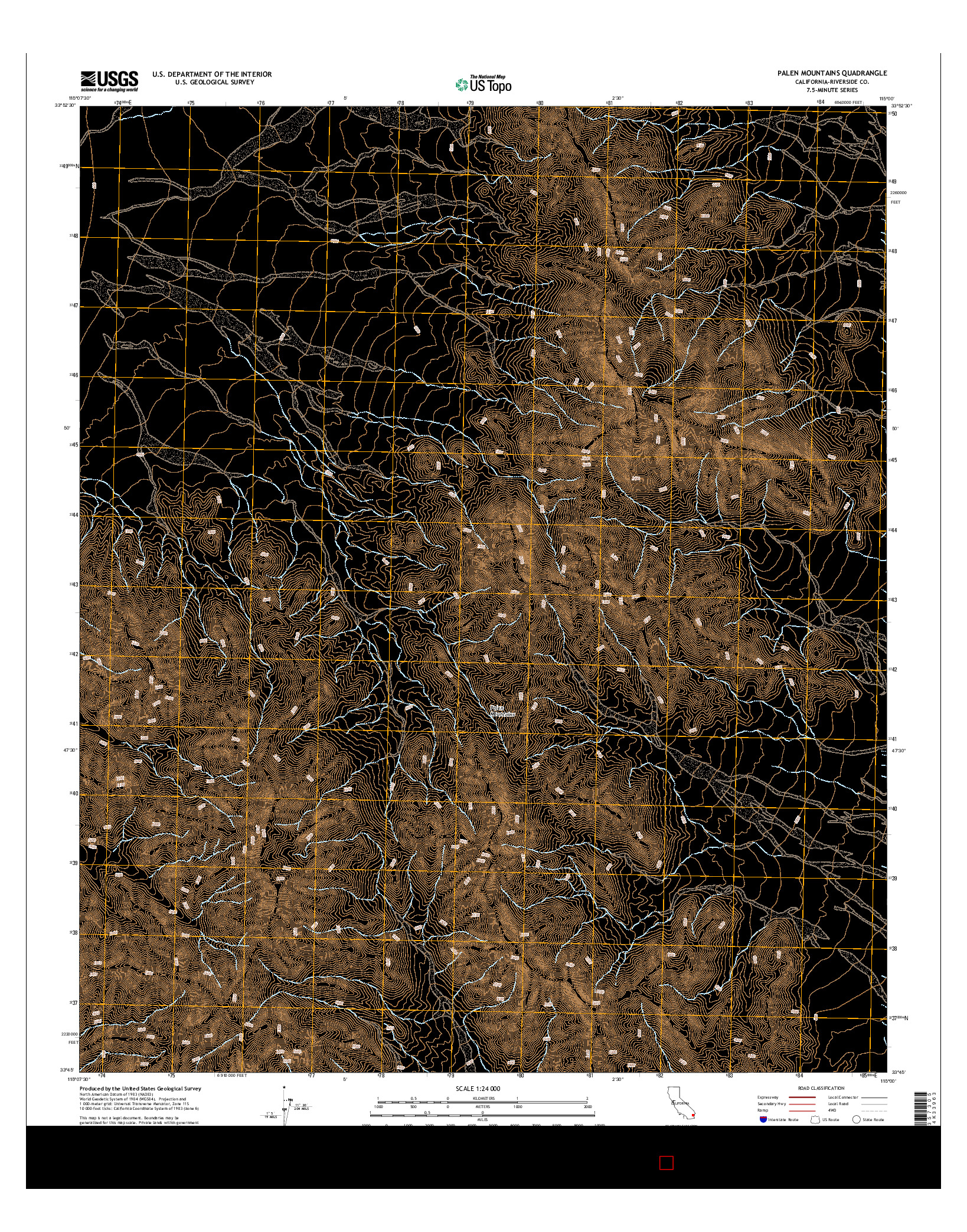 USGS US TOPO 7.5-MINUTE MAP FOR PALEN MOUNTAINS, CA 2015