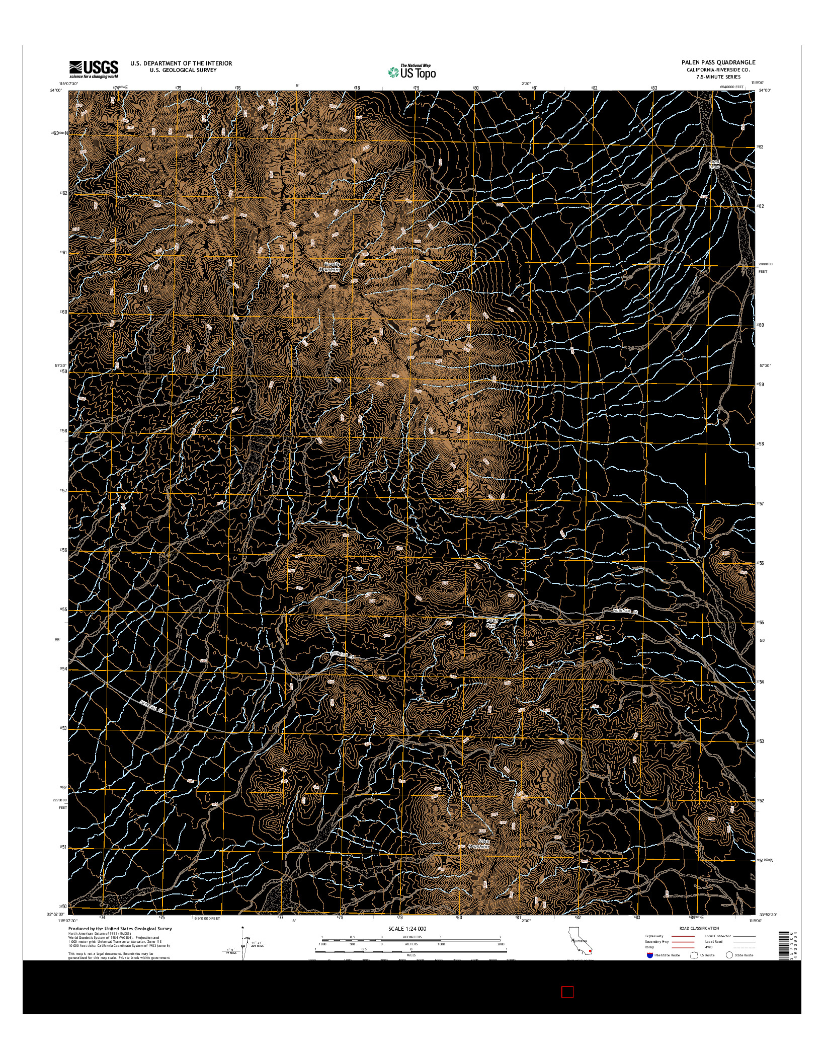 USGS US TOPO 7.5-MINUTE MAP FOR PALEN PASS, CA 2015