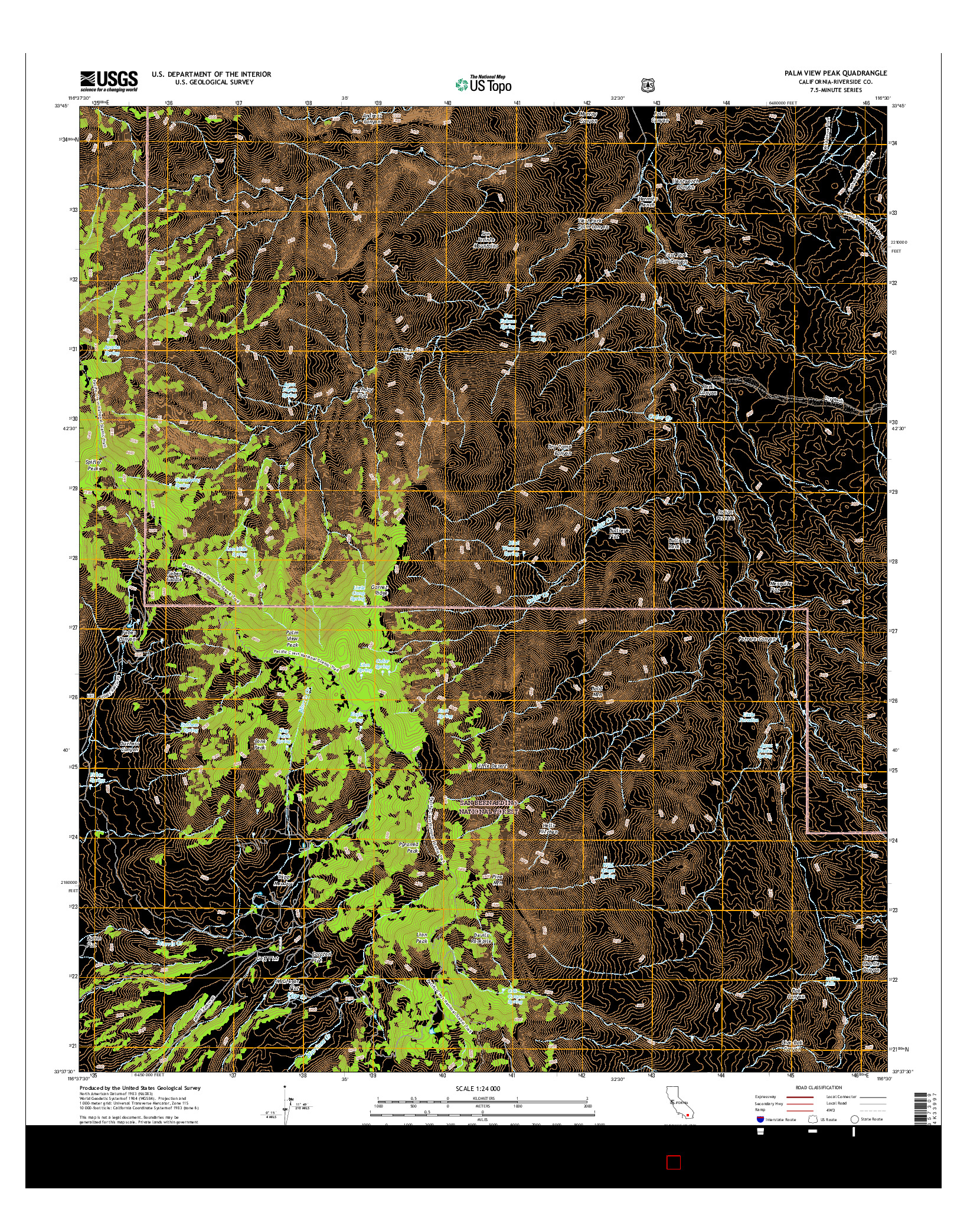 USGS US TOPO 7.5-MINUTE MAP FOR PALM VIEW PEAK, CA 2015