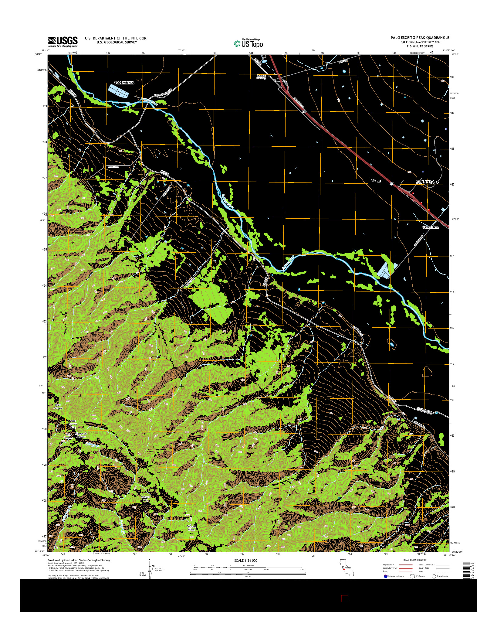 USGS US TOPO 7.5-MINUTE MAP FOR PALO ESCRITO PEAK, CA 2015