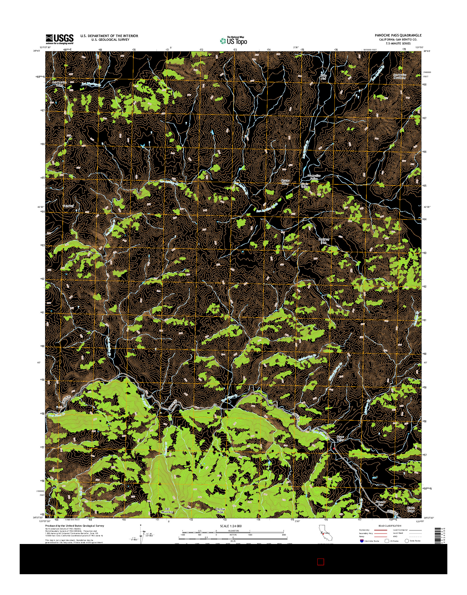 USGS US TOPO 7.5-MINUTE MAP FOR PANOCHE PASS, CA 2015