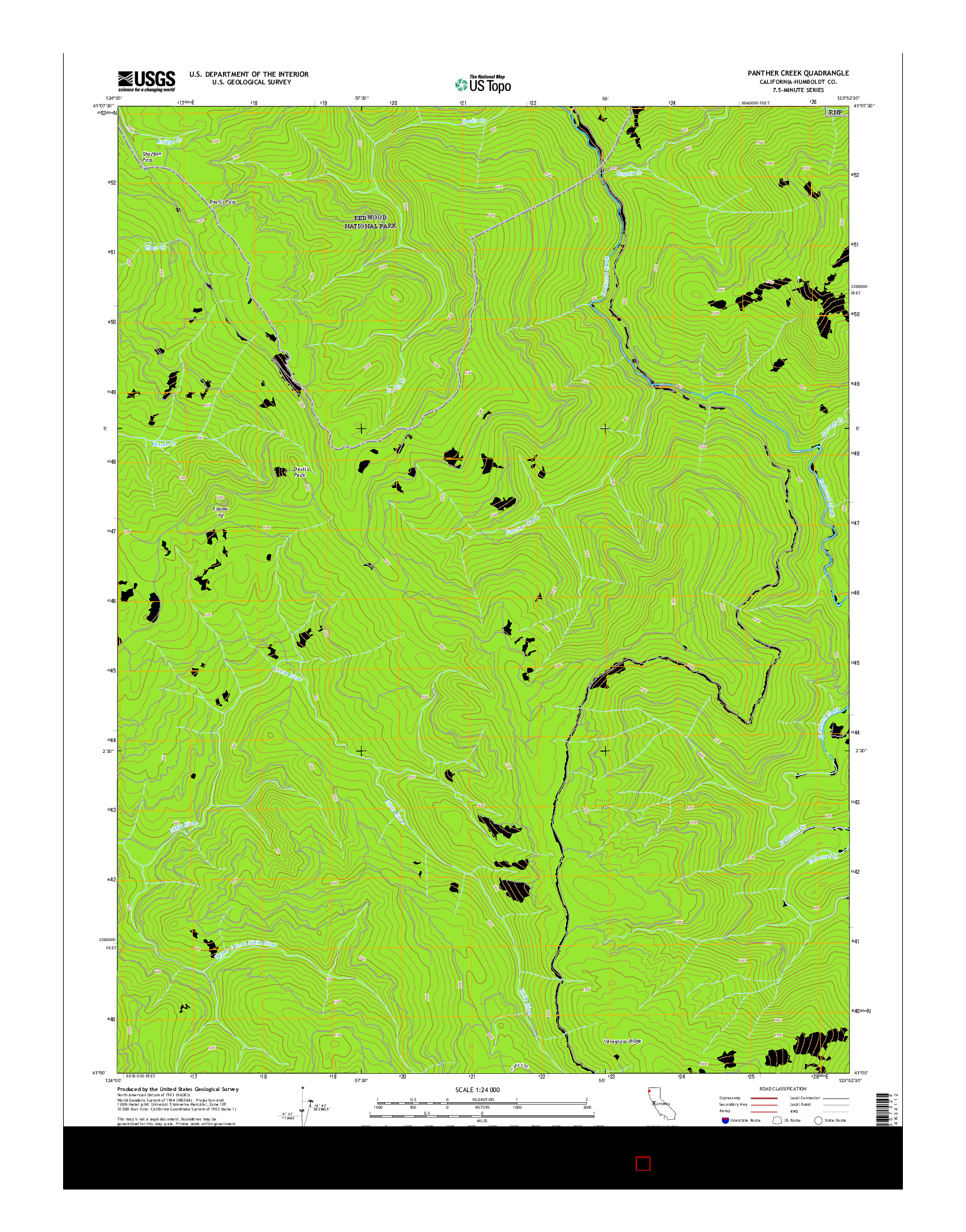 USGS US TOPO 7.5-MINUTE MAP FOR PANTHER CREEK, CA 2015