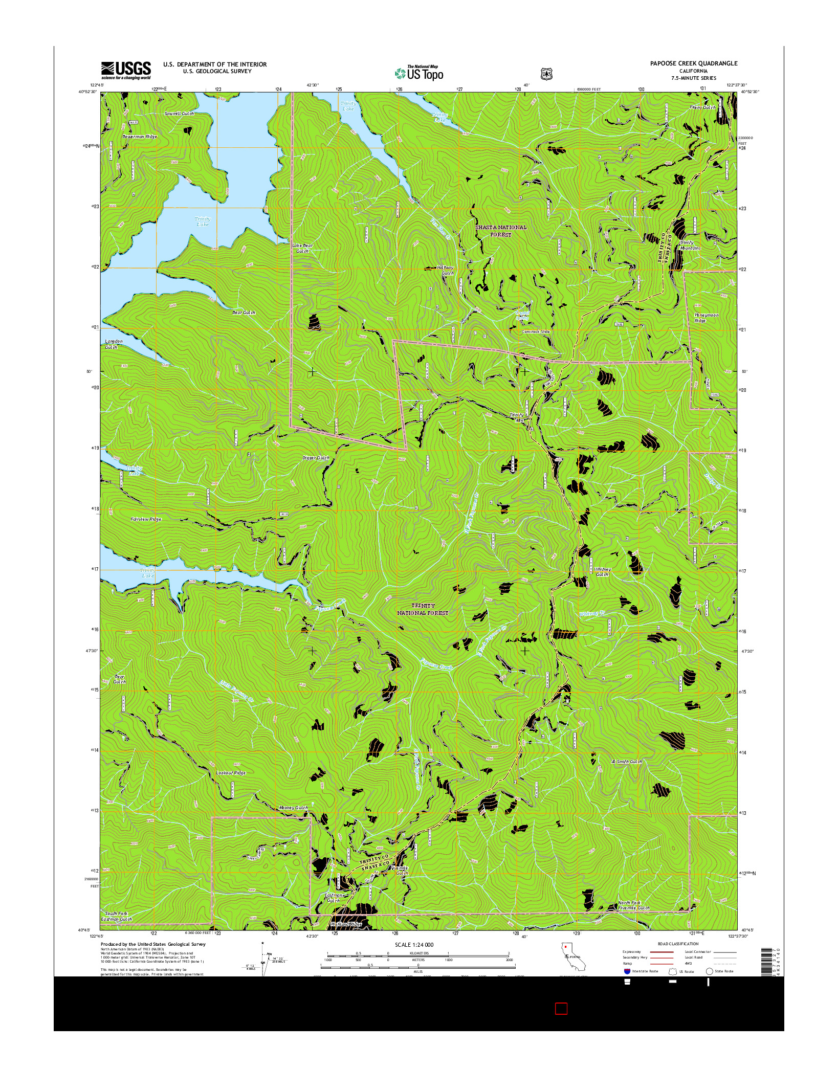 USGS US TOPO 7.5-MINUTE MAP FOR PAPOOSE CREEK, CA 2015