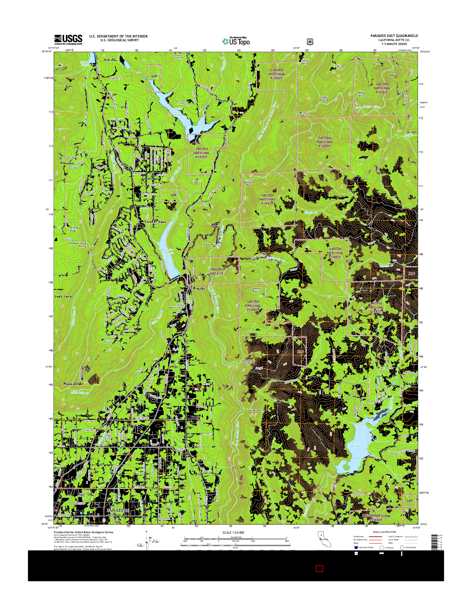 USGS US TOPO 7.5-MINUTE MAP FOR PARADISE EAST, CA 2015