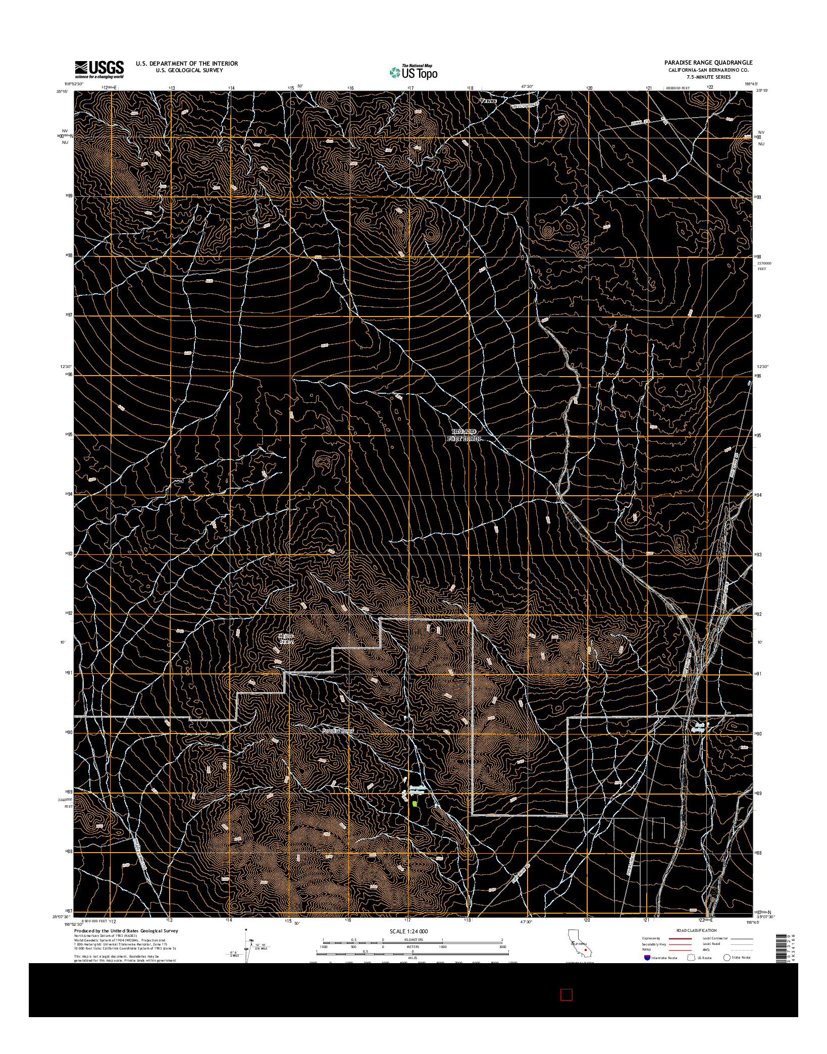 USGS US TOPO 7.5-MINUTE MAP FOR PARADISE RANGE, CA 2015