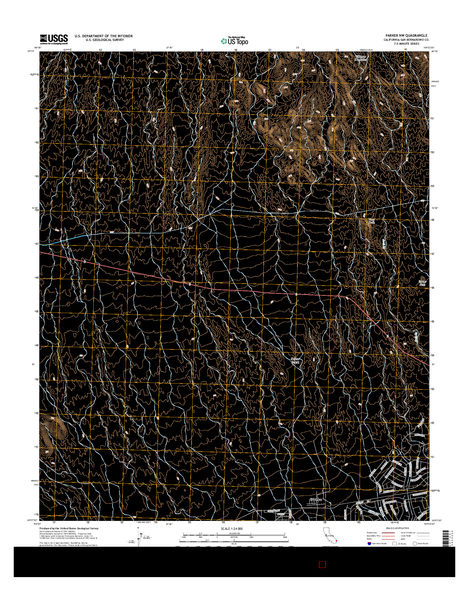 USGS US TOPO 7.5-MINUTE MAP FOR PARKER NW, CA 2015