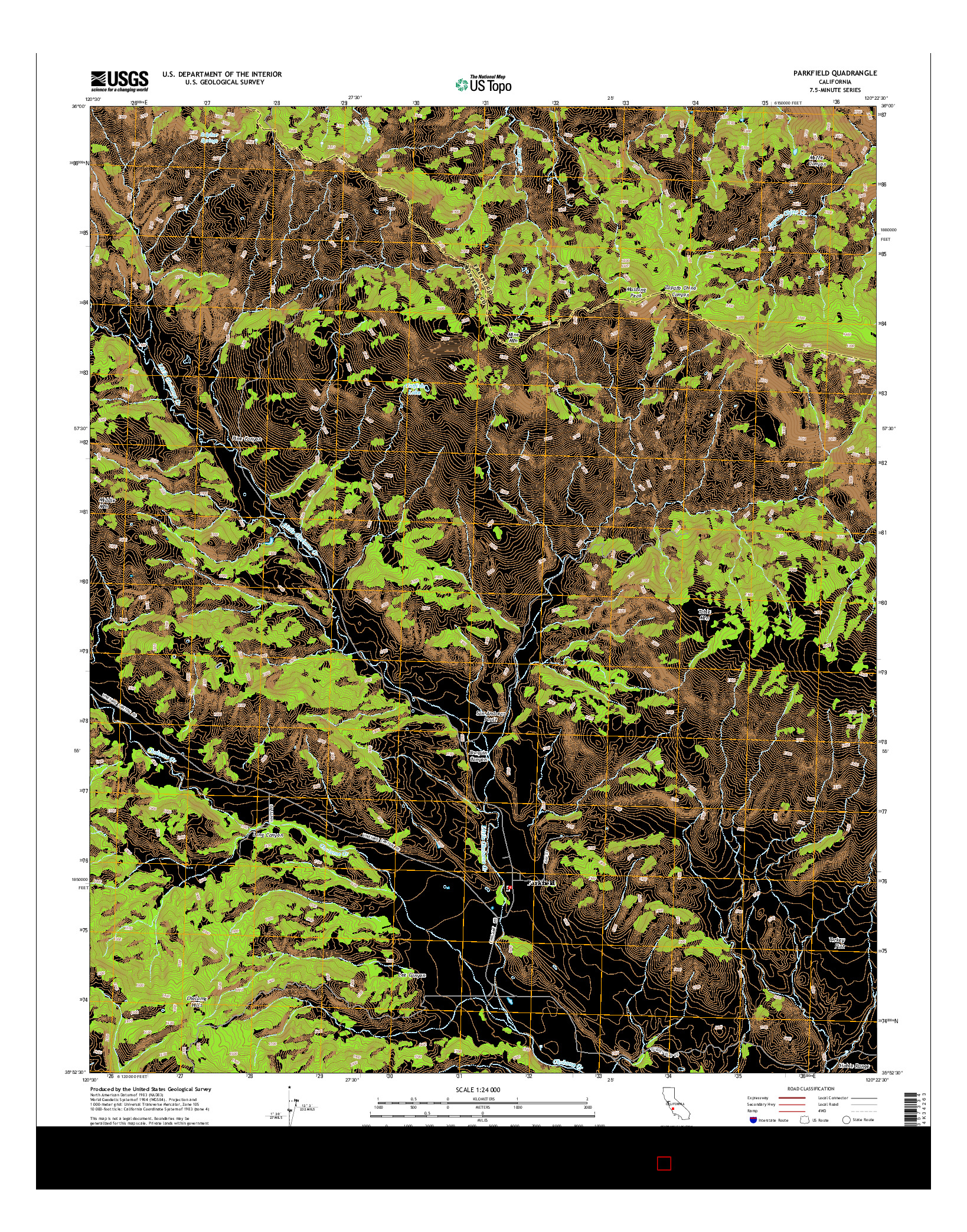 USGS US TOPO 7.5-MINUTE MAP FOR PARKFIELD, CA 2015