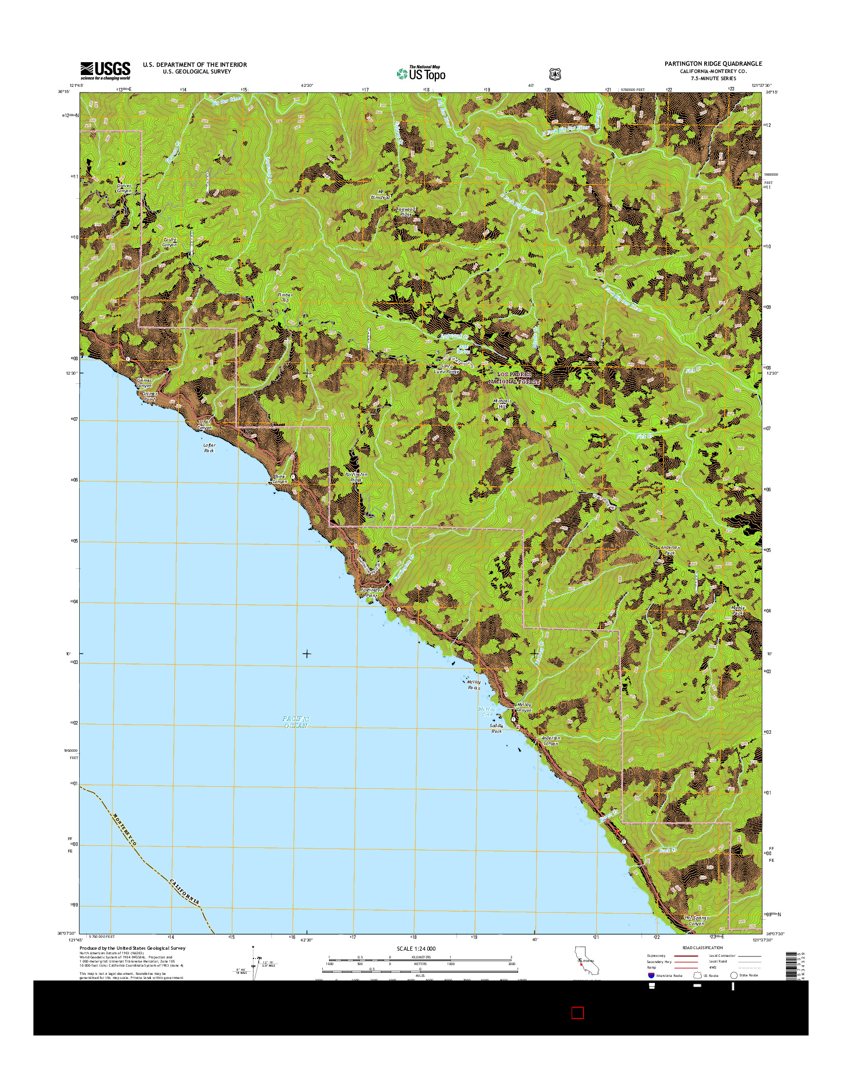 USGS US TOPO 7.5-MINUTE MAP FOR PARTINGTON RIDGE, CA 2015