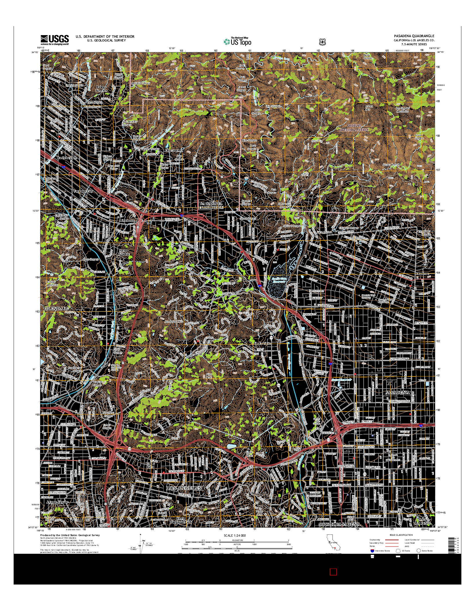 USGS US TOPO 7.5-MINUTE MAP FOR PASADENA, CA 2015