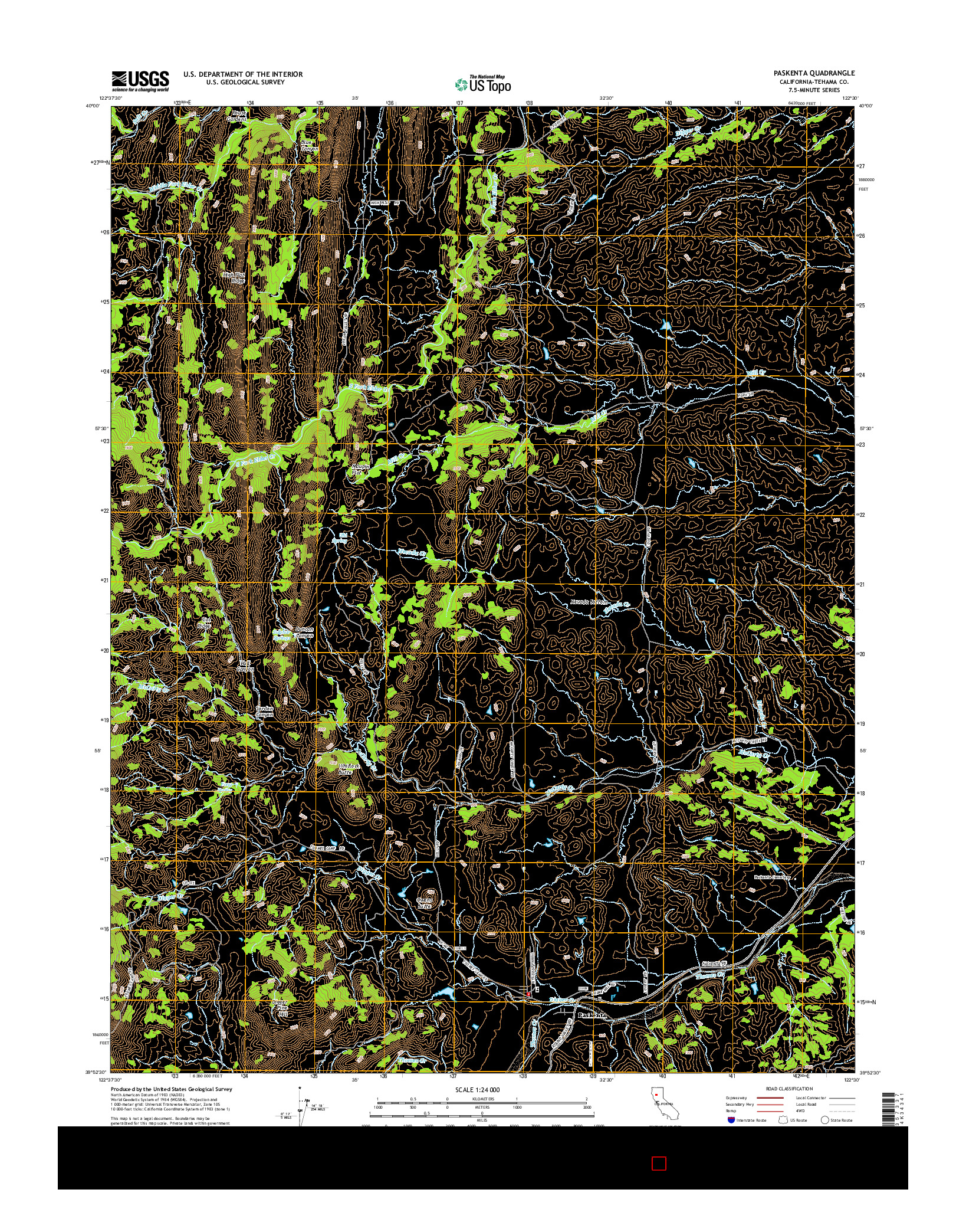 USGS US TOPO 7.5-MINUTE MAP FOR PASKENTA, CA 2015