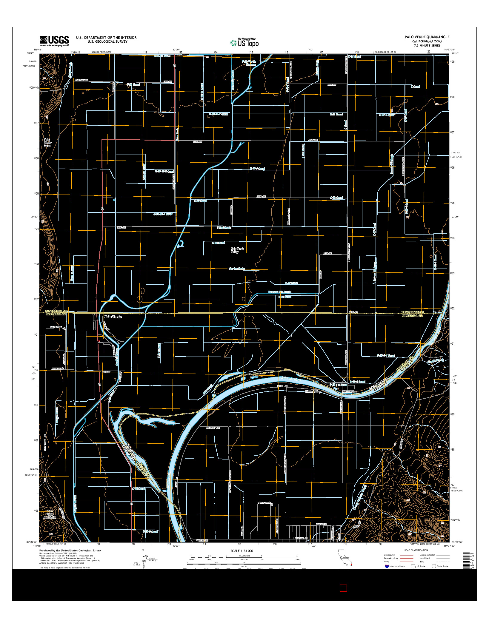 USGS US TOPO 7.5-MINUTE MAP FOR PALO VERDE, CA-AZ 2015